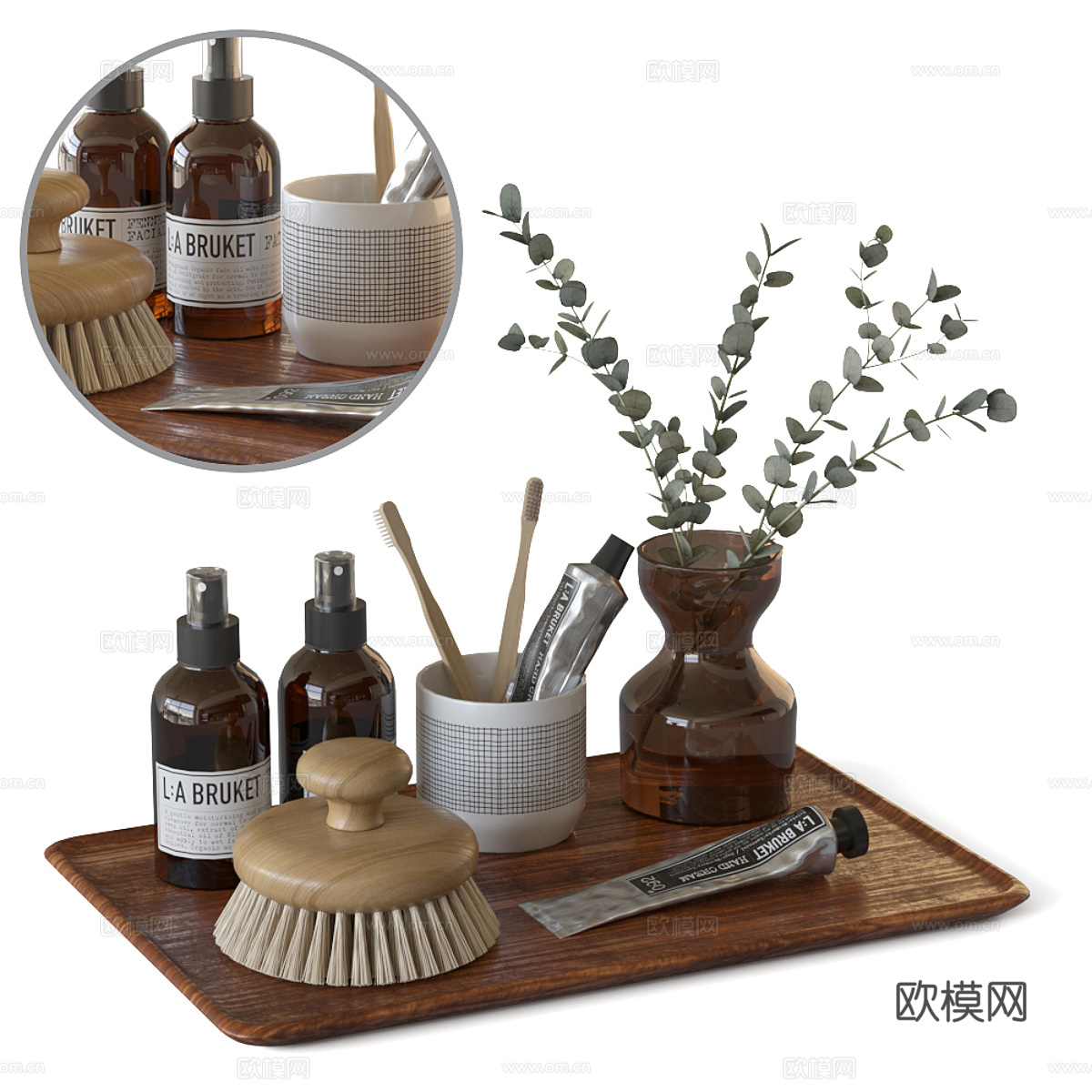 美式复古浴室洗护用品3d模型