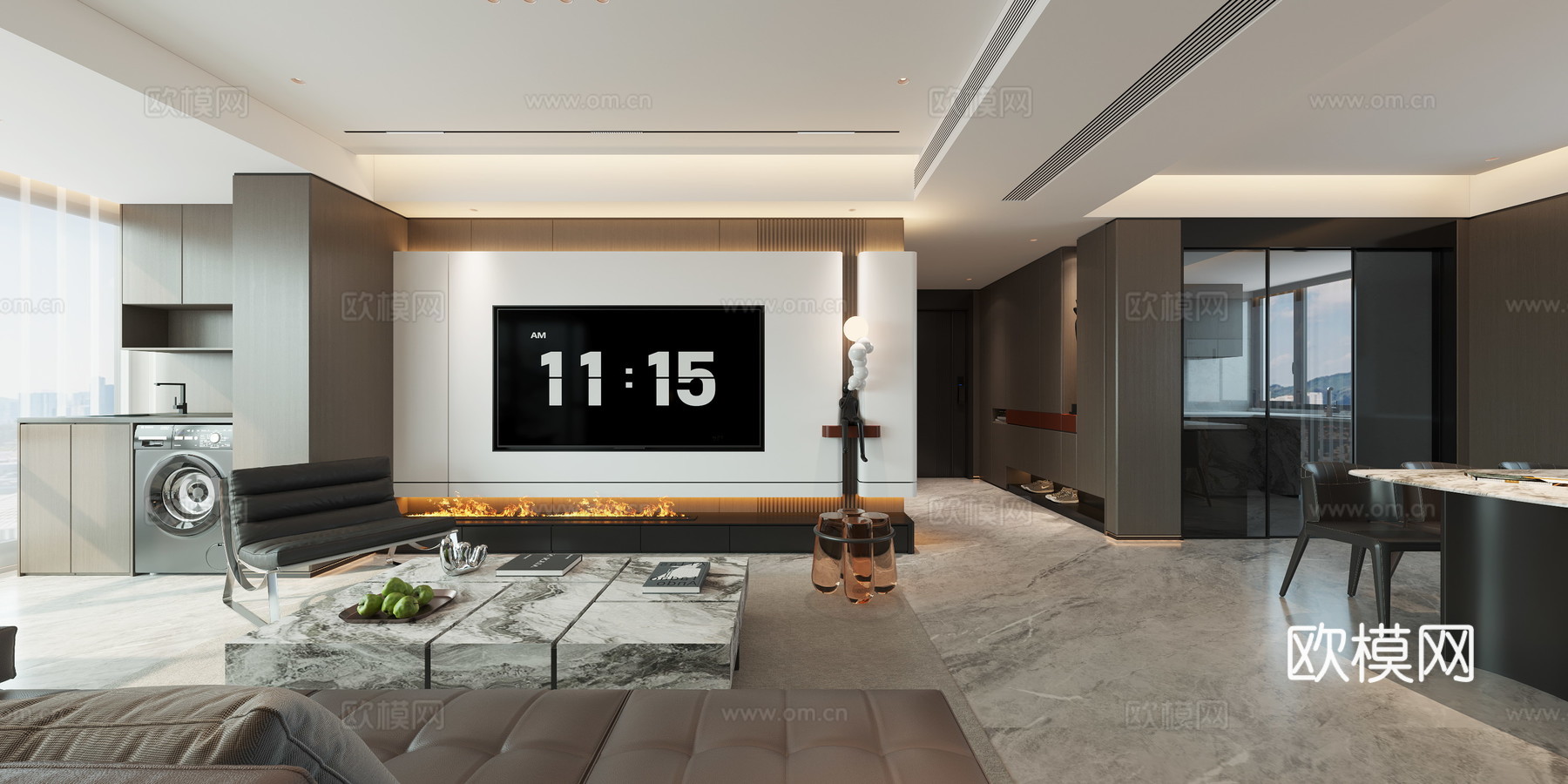 意式 极简 现代 客餐厅3d模型