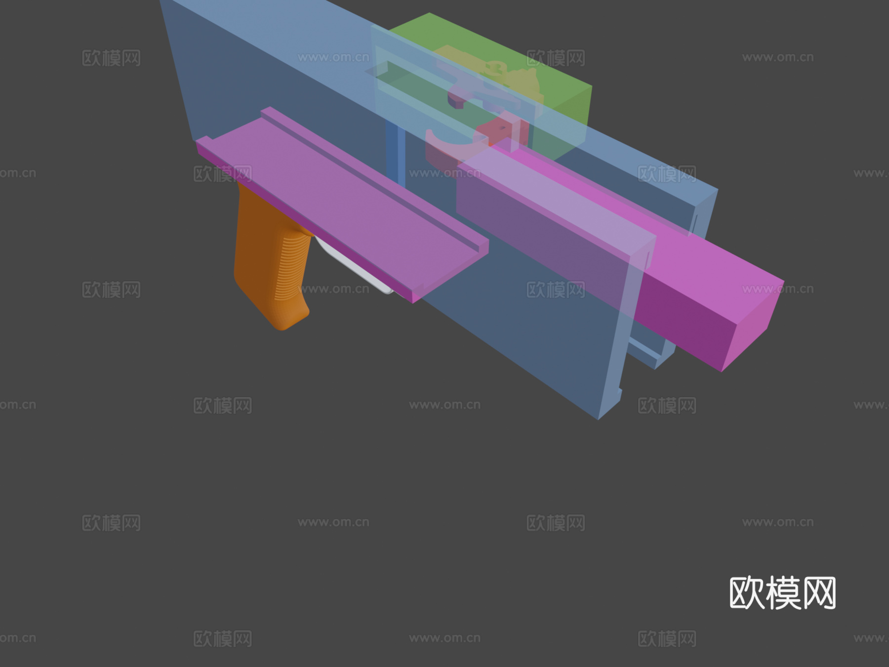 SG-43半自动扳机组配手枪握把3d模型