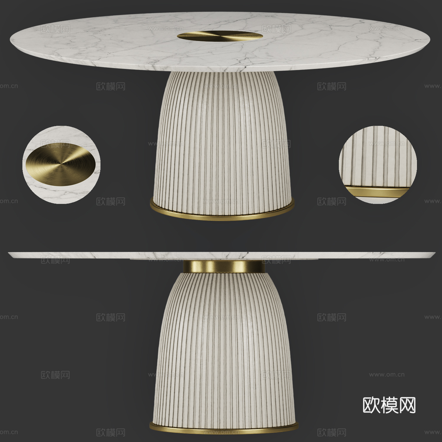 现代轻奢大理石圆餐桌3d模型