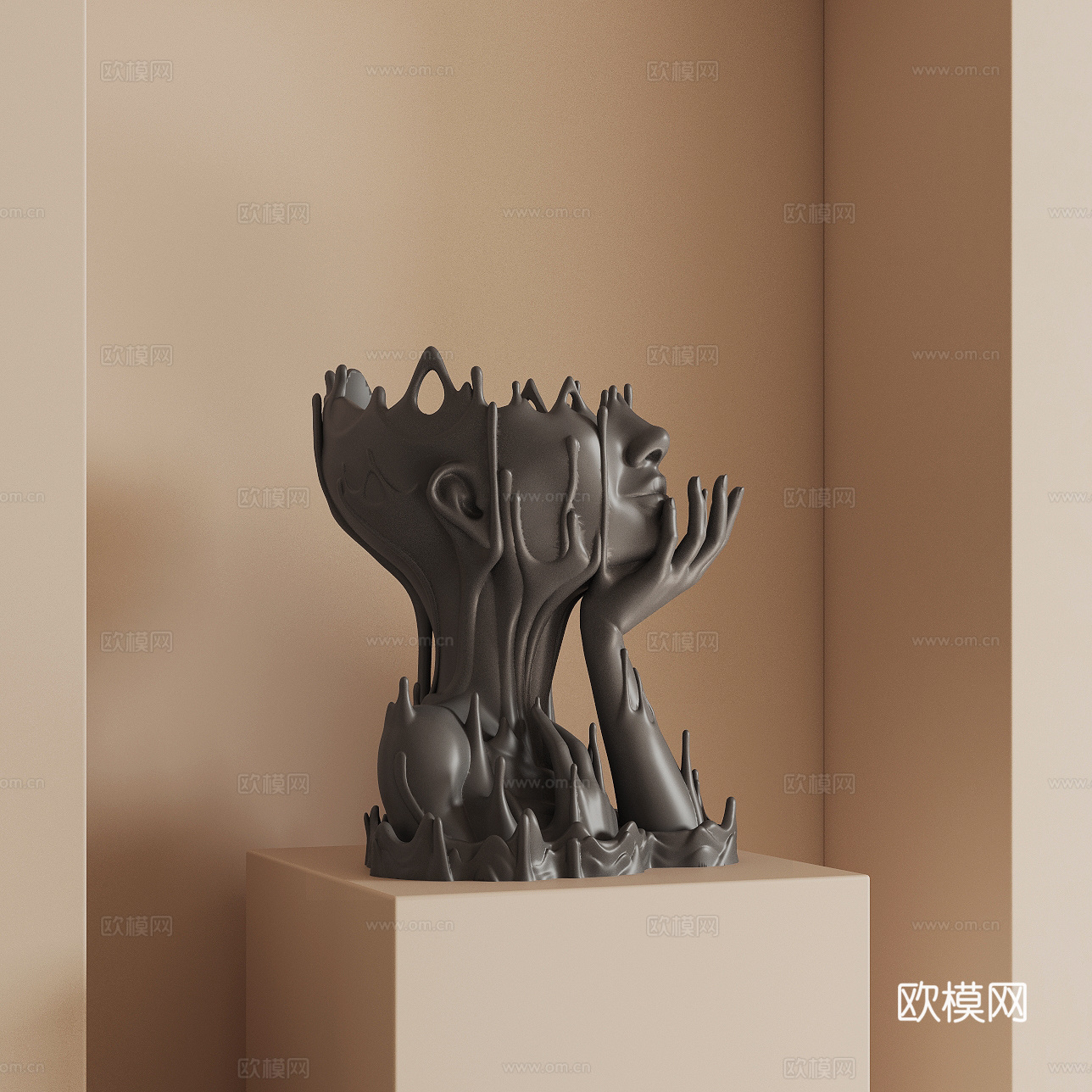 现代熔岩女孩摆件3d模型