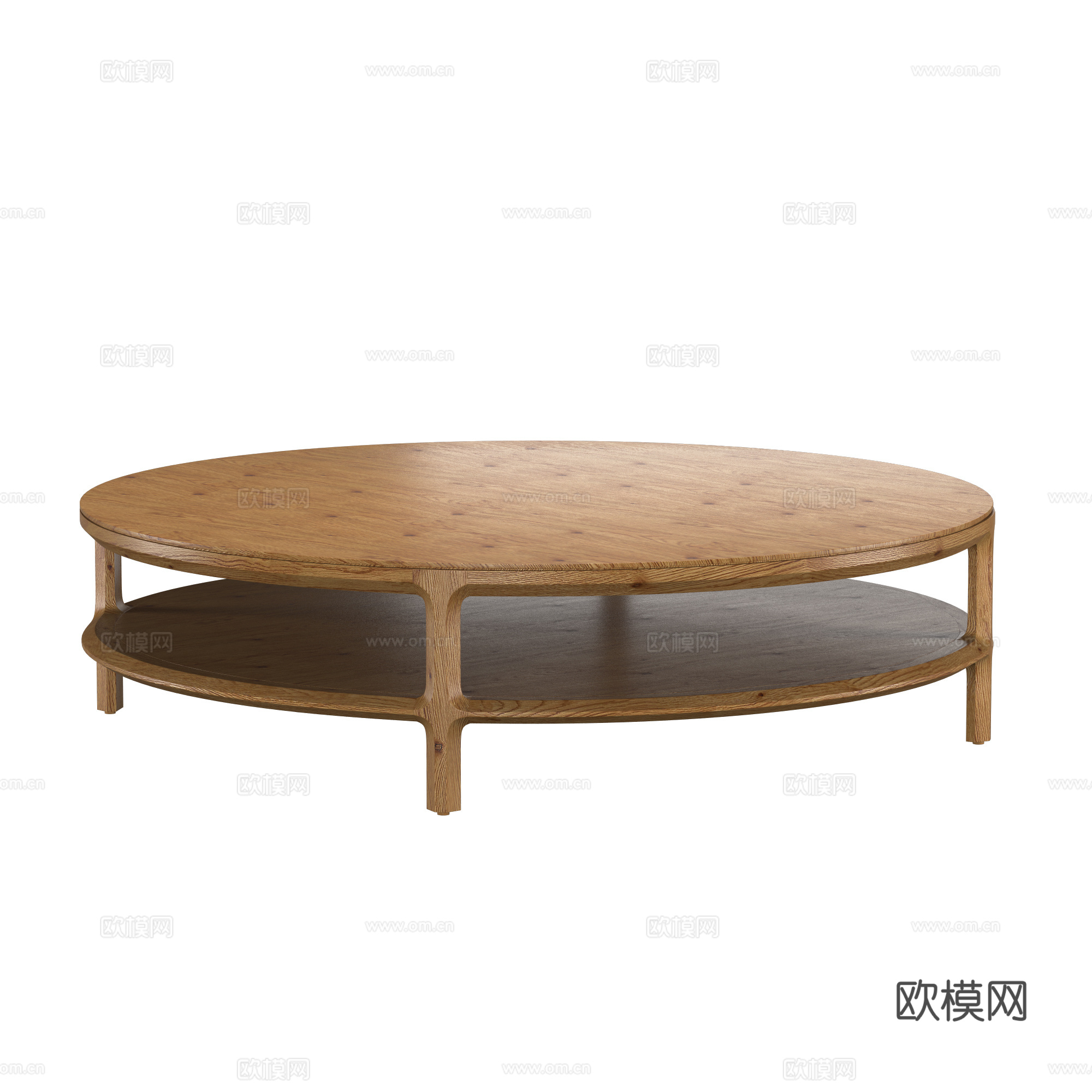 新中式实木圆茶几3d模型