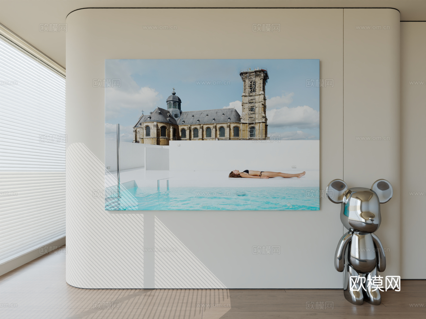 现代极简挂画抽象艺术挂画3d模型