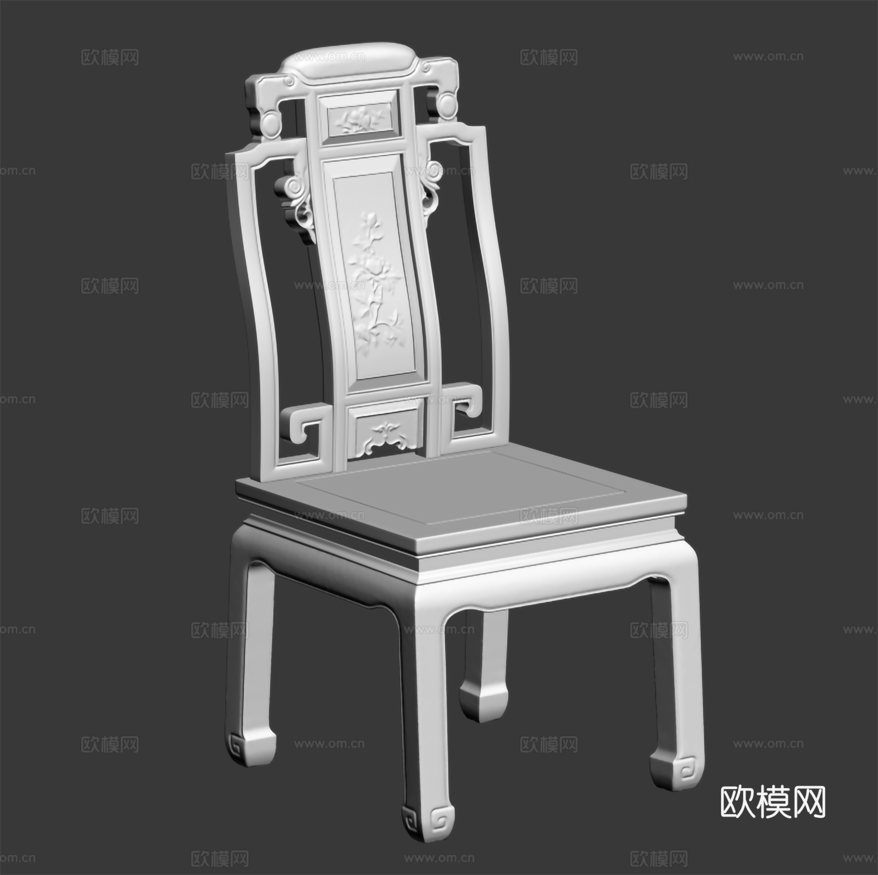 中式餐椅 雕花 实木红木3d模型