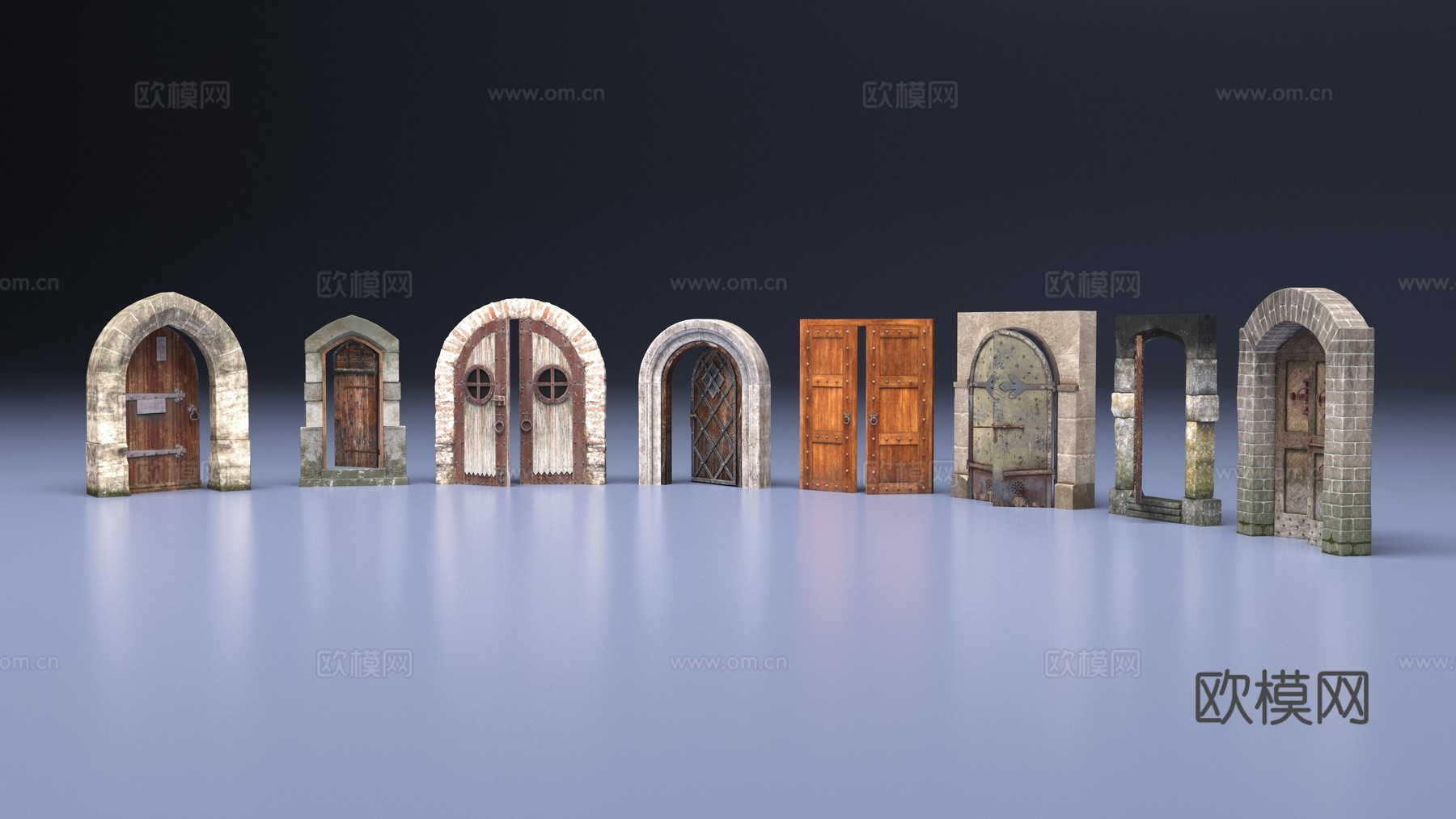 石门木门3d模型