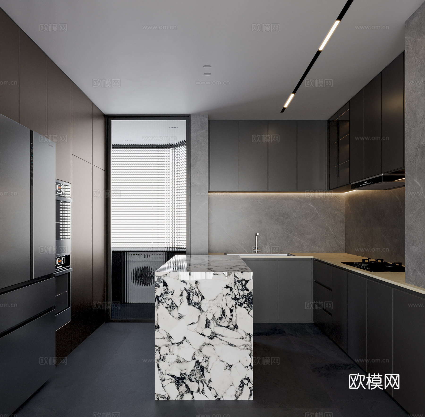 现代意式厨房3d模型