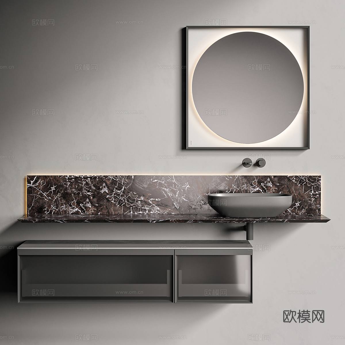 现代意式轻奢浴室柜3d模型