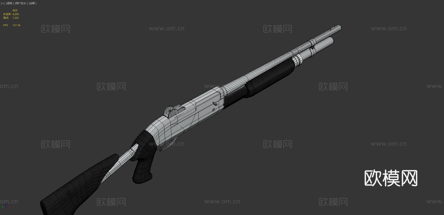 贝内利M3克罗莫-带折叠枪托3d模型