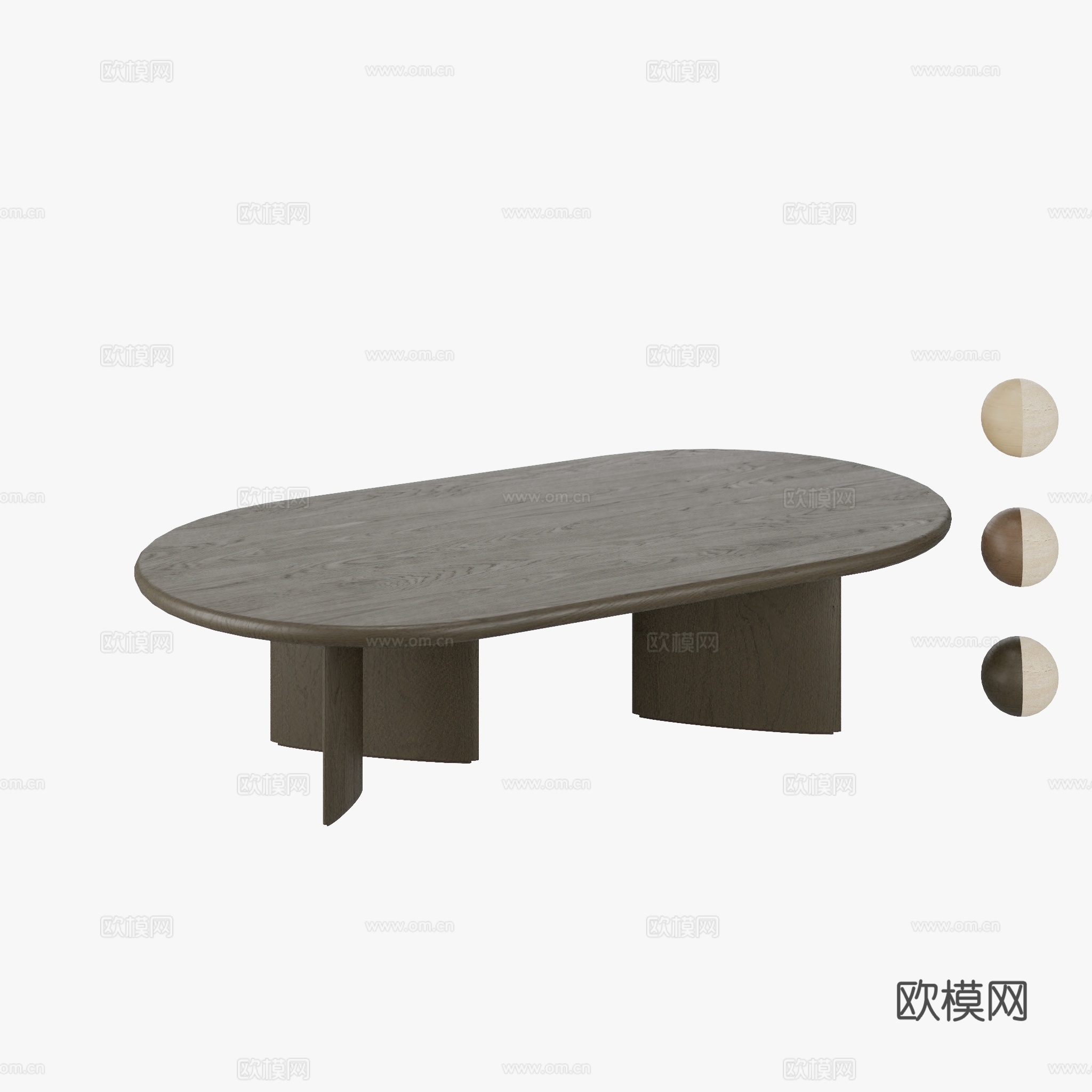 得闲 玲珑椭圆茶几 茶几3d模型