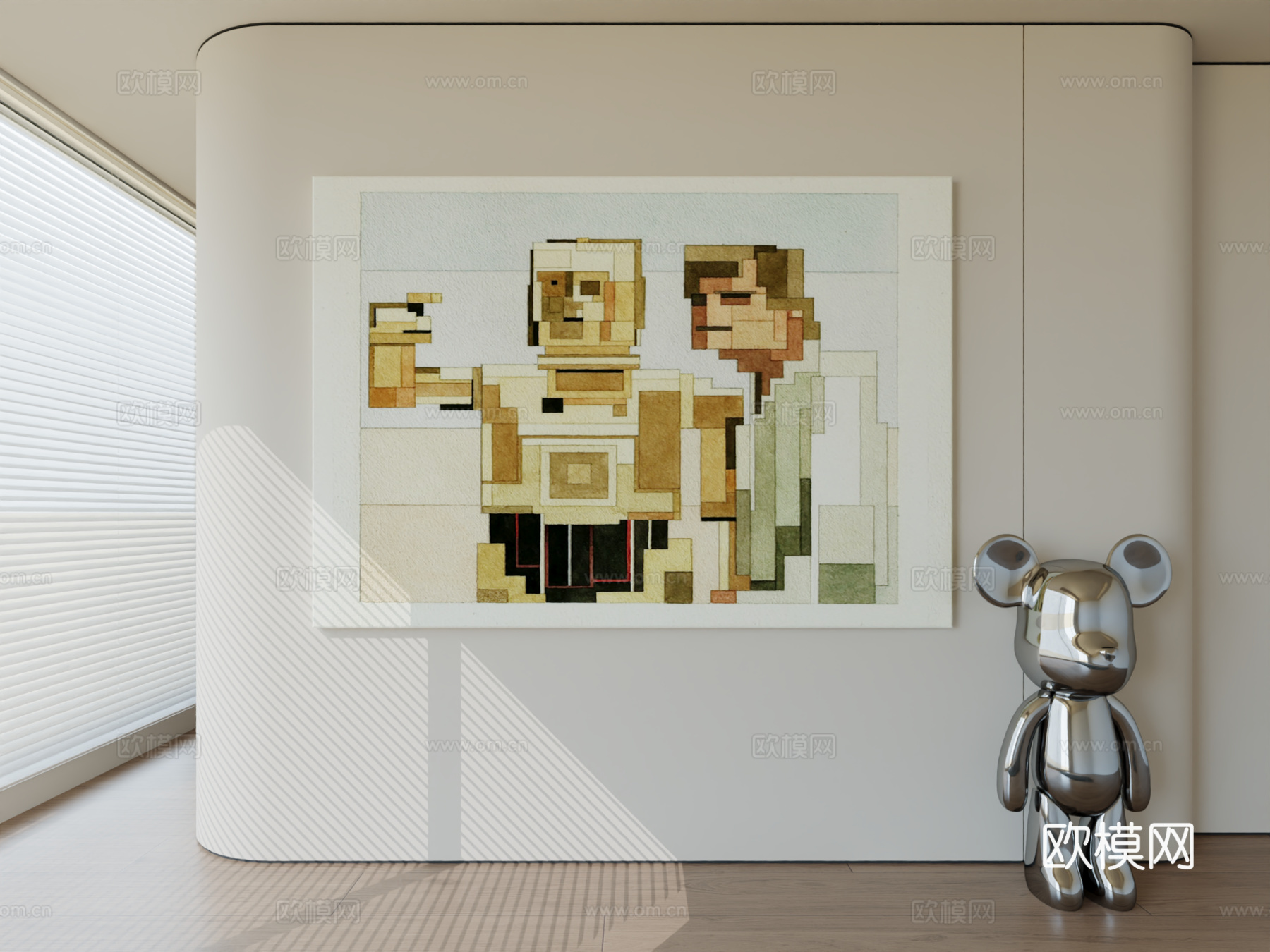 现代极简挂画抽象艺术挂画3d模型