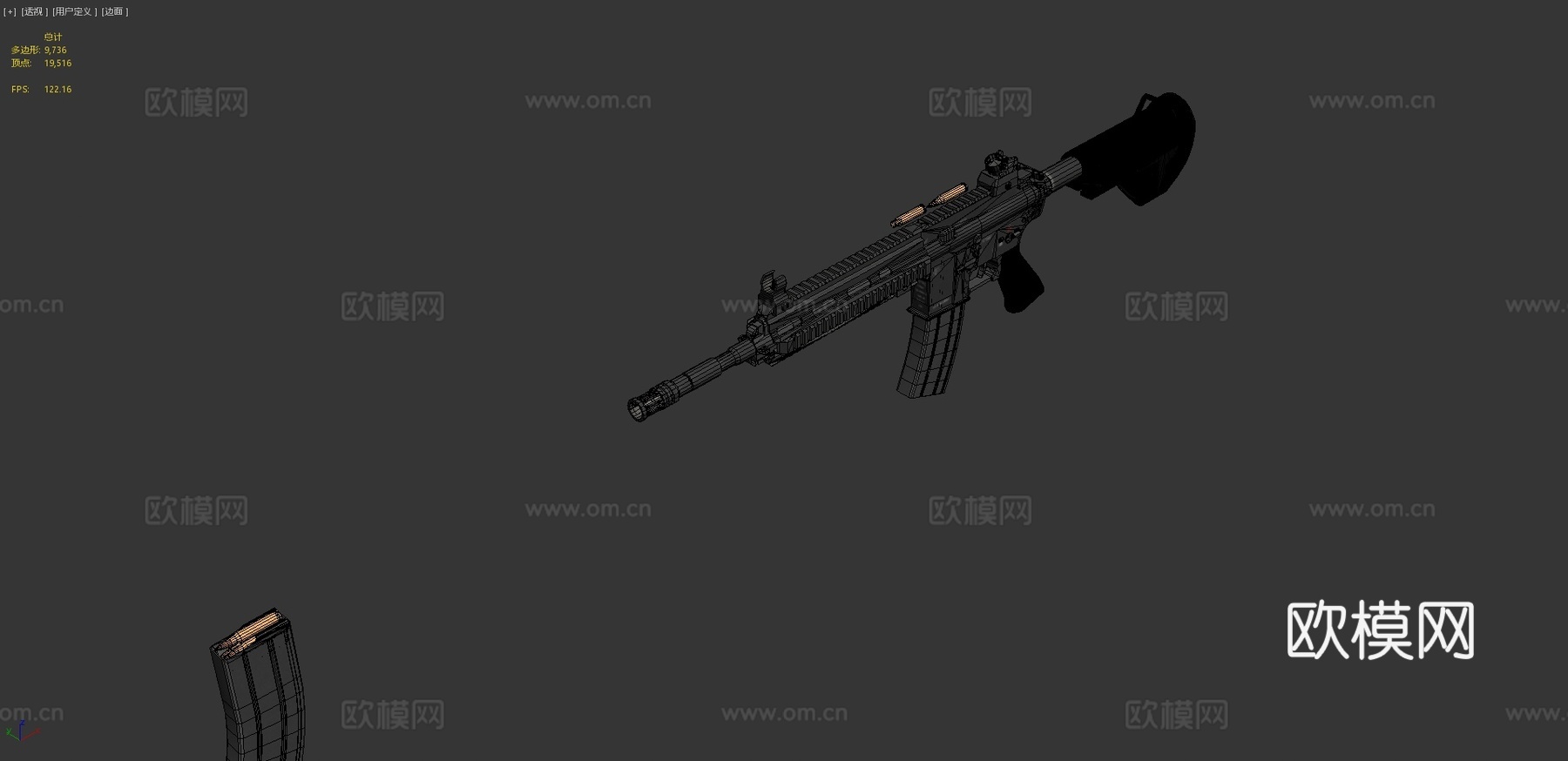 HK416突击步枪3d模型