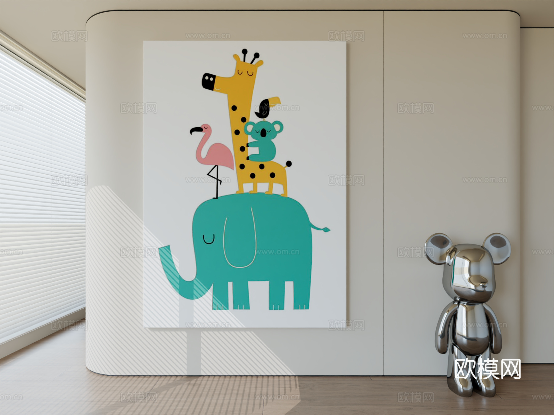 现代极简挂画抽象艺术挂画3d模型