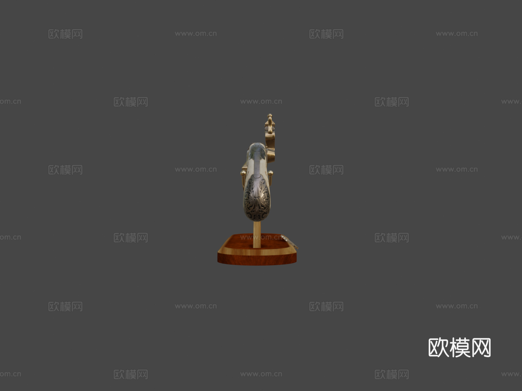 双管翻转手枪3d模型