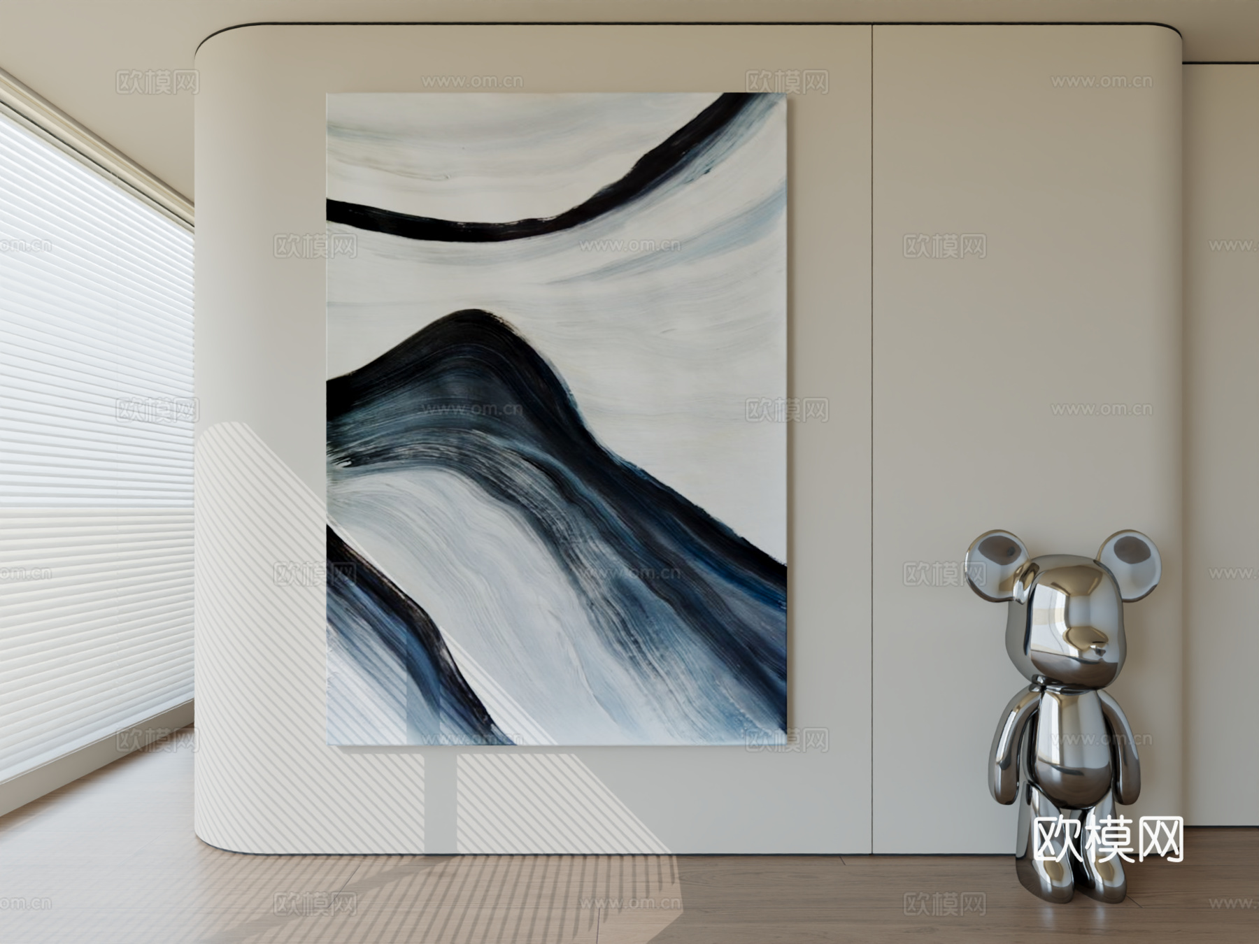 现代极简挂画抽象艺术挂画3d模型