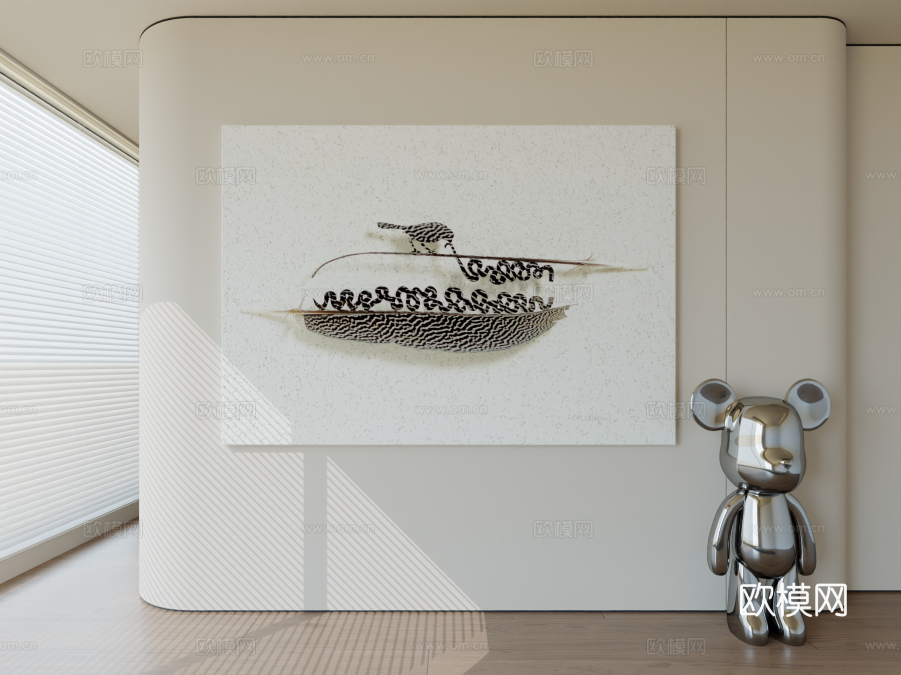 现代极简挂画抽象艺术挂画3d模型