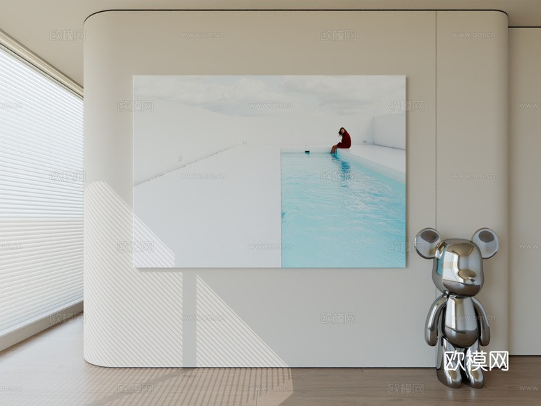 现代极简挂画抽象艺术挂画3d模型下载