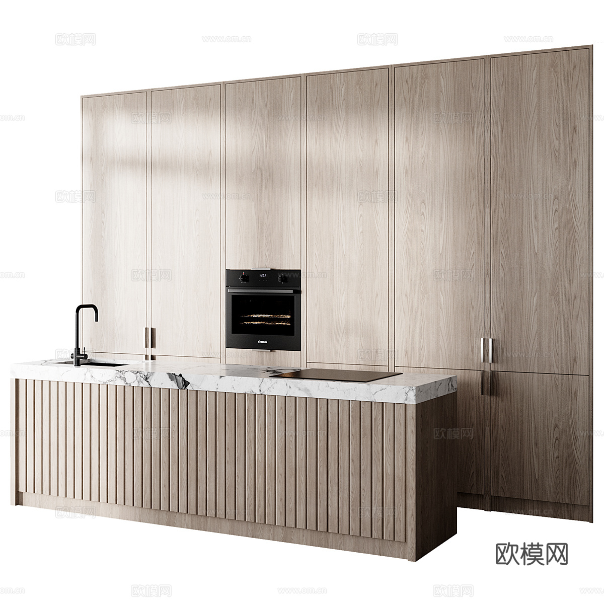 现代意式极简橱柜3d模型