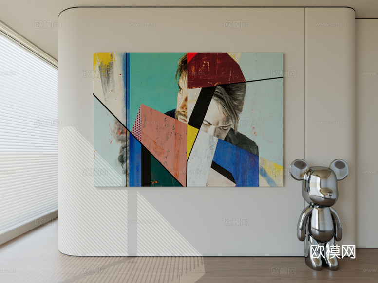 现代极简挂画抽象艺术挂画3d模型下载