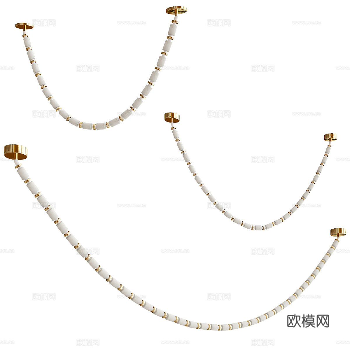 现代意式轻奢带状装饰吊灯3d模型