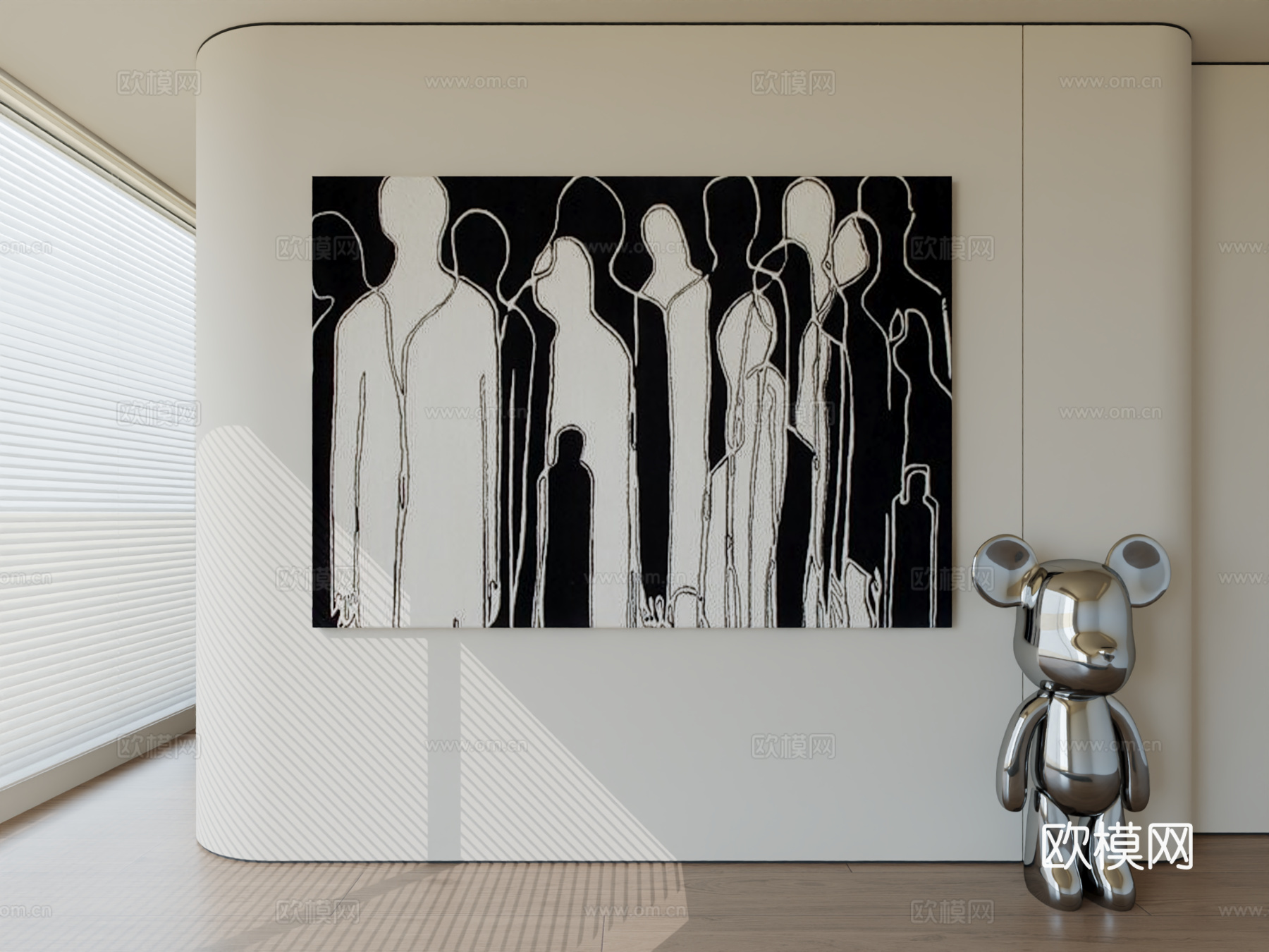 现代极简挂画抽象艺术挂画3d模型