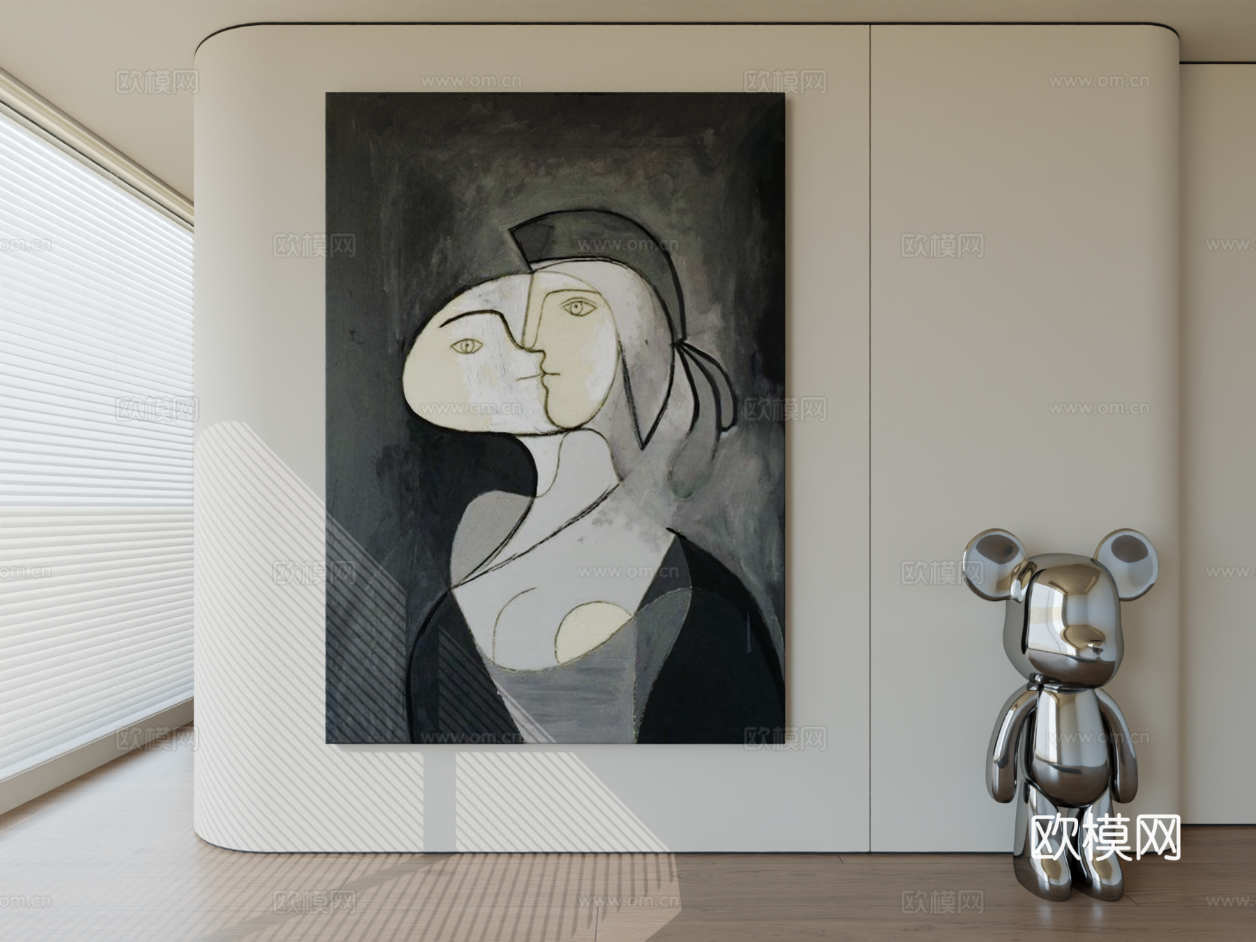 现代极简挂画抽象艺术挂画3d模型