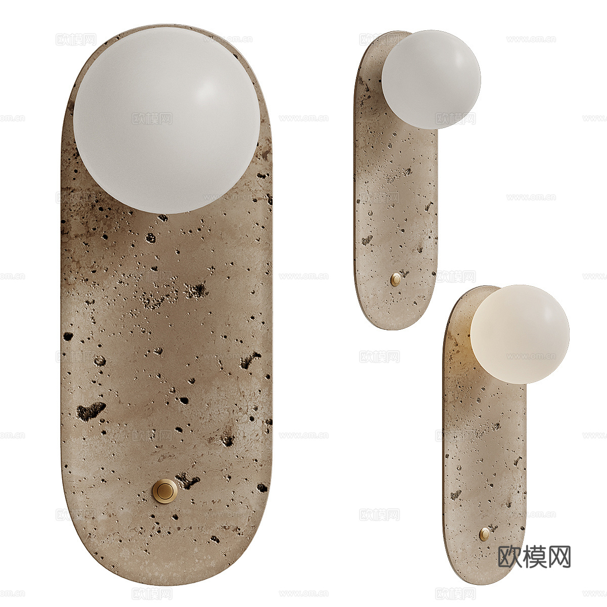 新中式轻奢石材装饰壁灯3d模型