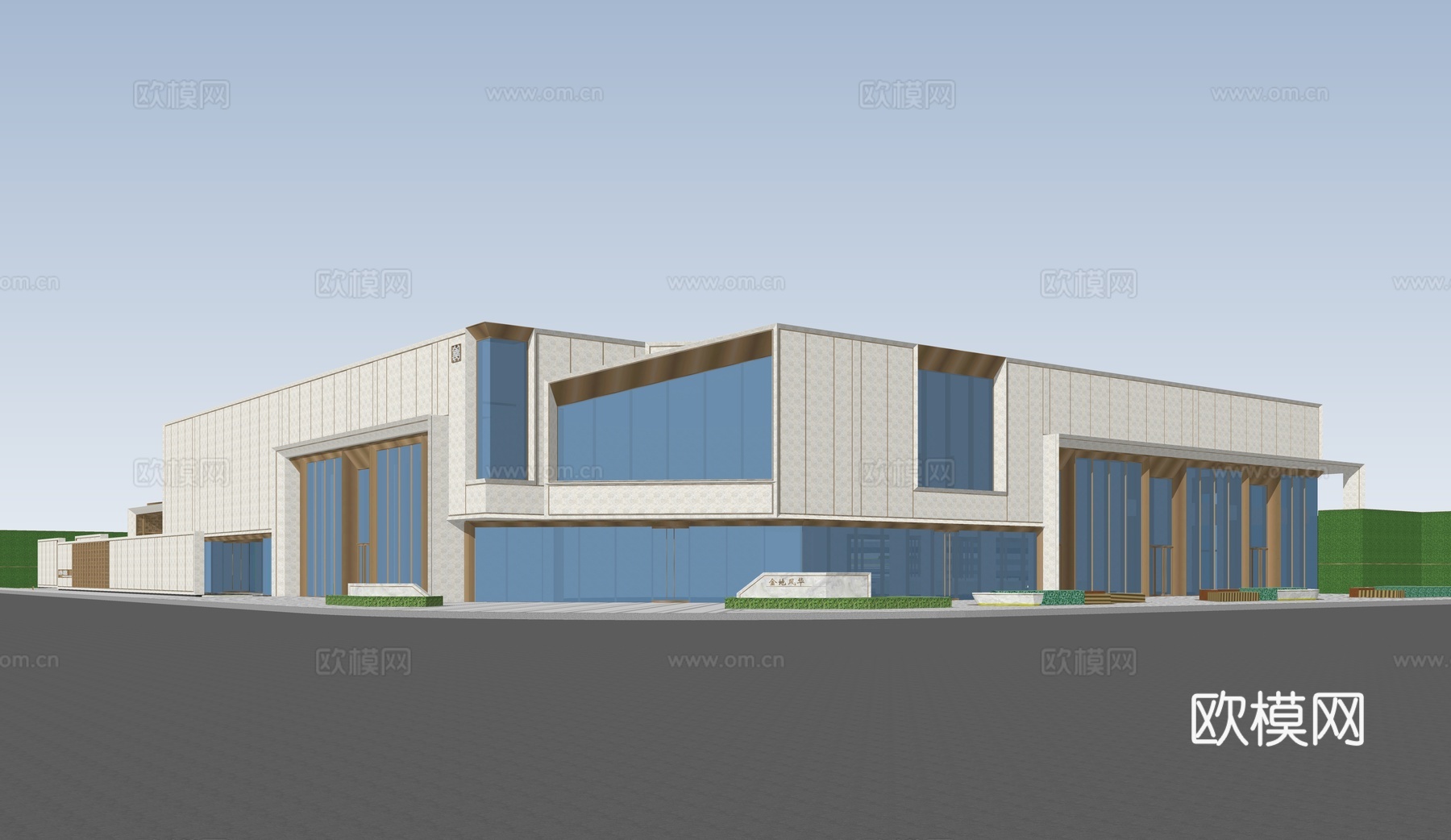 现代售楼处 售楼部景观 会所建筑 展馆建筑su模型
