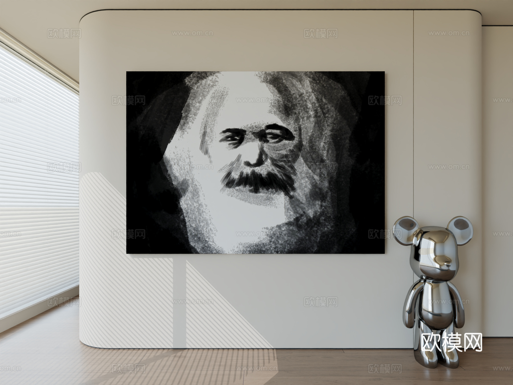 现代极简挂画抽象艺术挂画3d模型