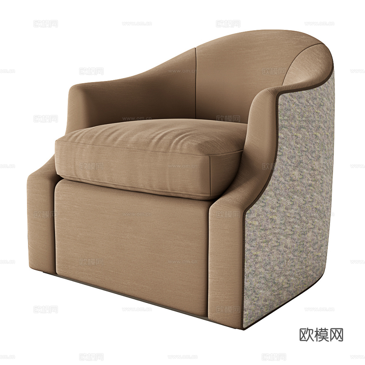 美式简约布艺休闲沙发3d模型