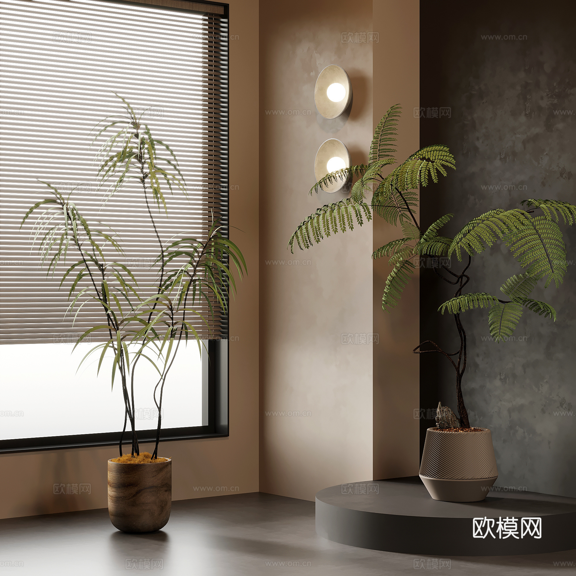 绿植 中古风绿植盆栽 盆景 树su模型