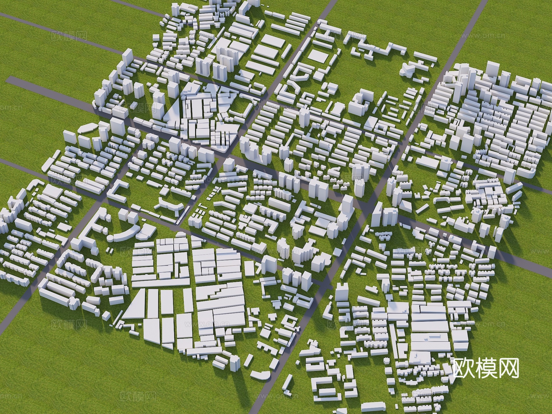 鸟瞰建筑 规划体块建筑 现代简模规划 城市建筑 体块素材鸟瞰3d模型