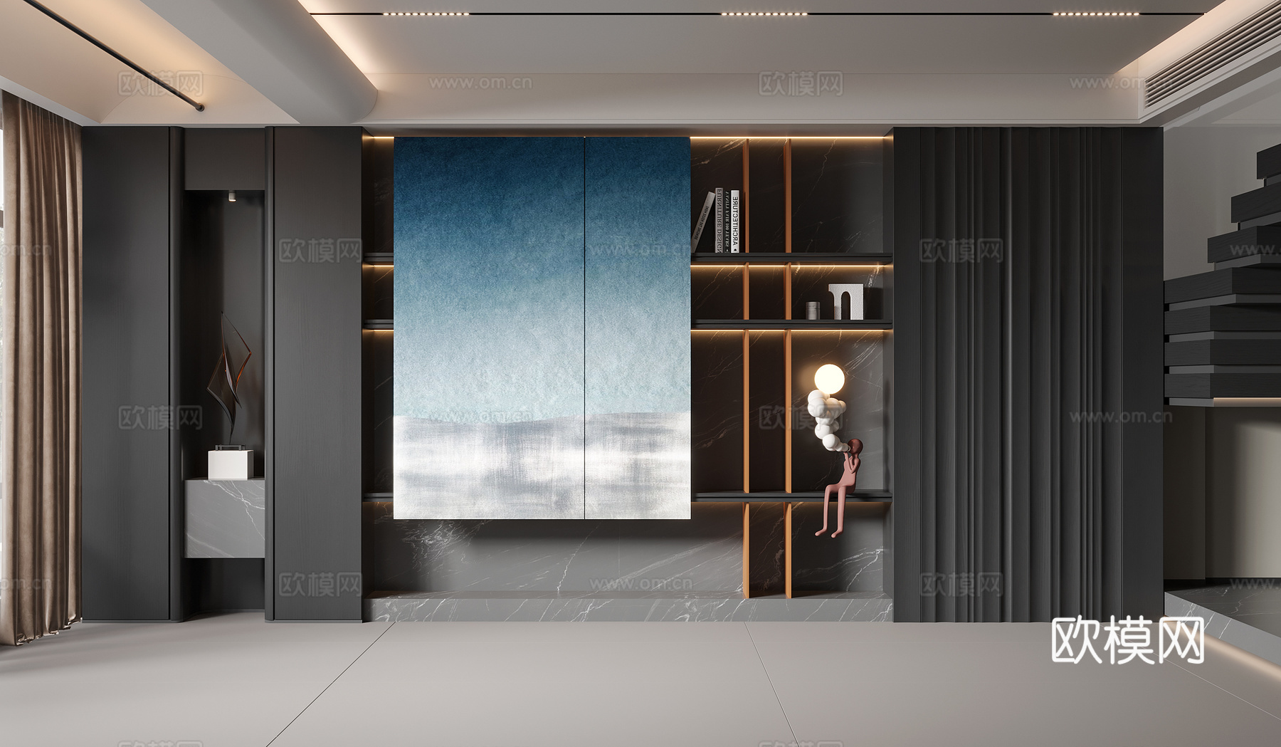 现代意式装饰柜3d模型