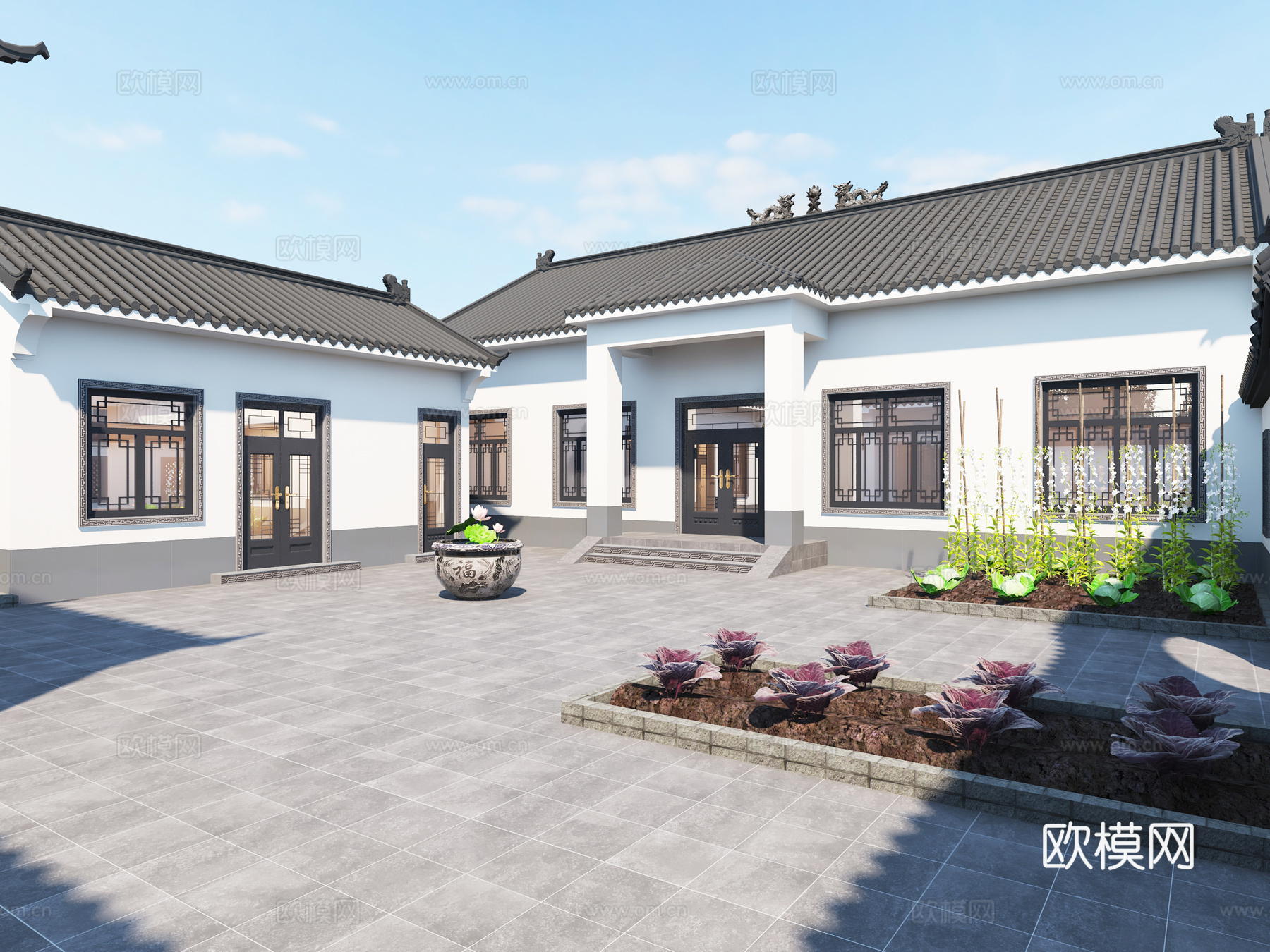 中式四合院苏式合院三合院中式合院农村自建房农家小院庭院3d模型