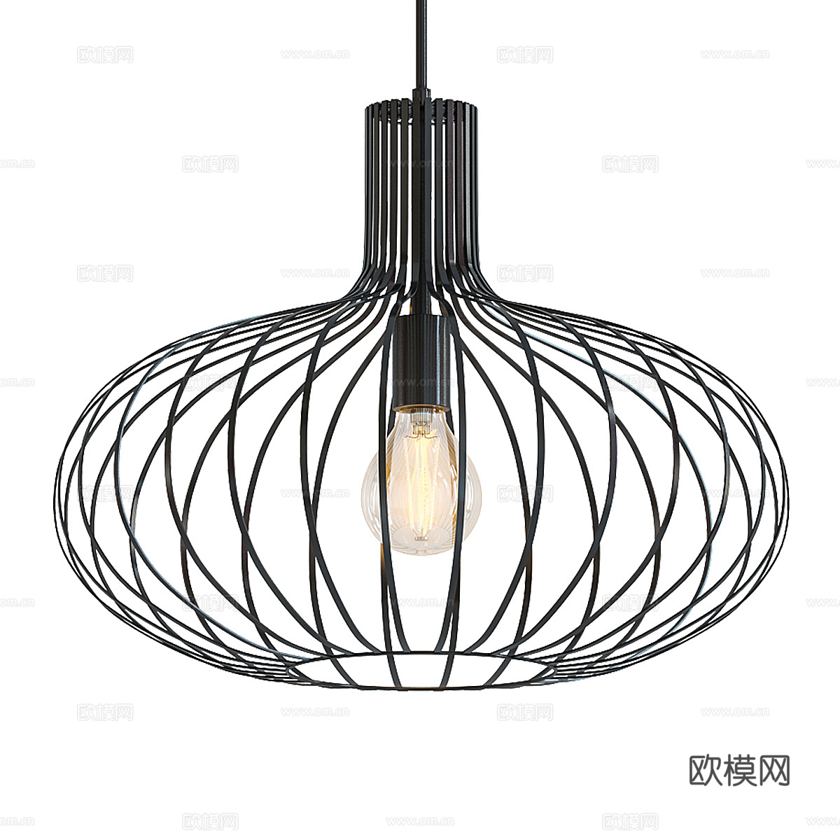 现代极简藤编装饰吊灯3d模型