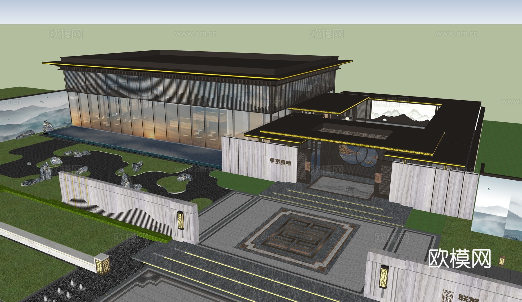 现代售楼处 售楼部景观 会所建筑 展馆建筑su模型