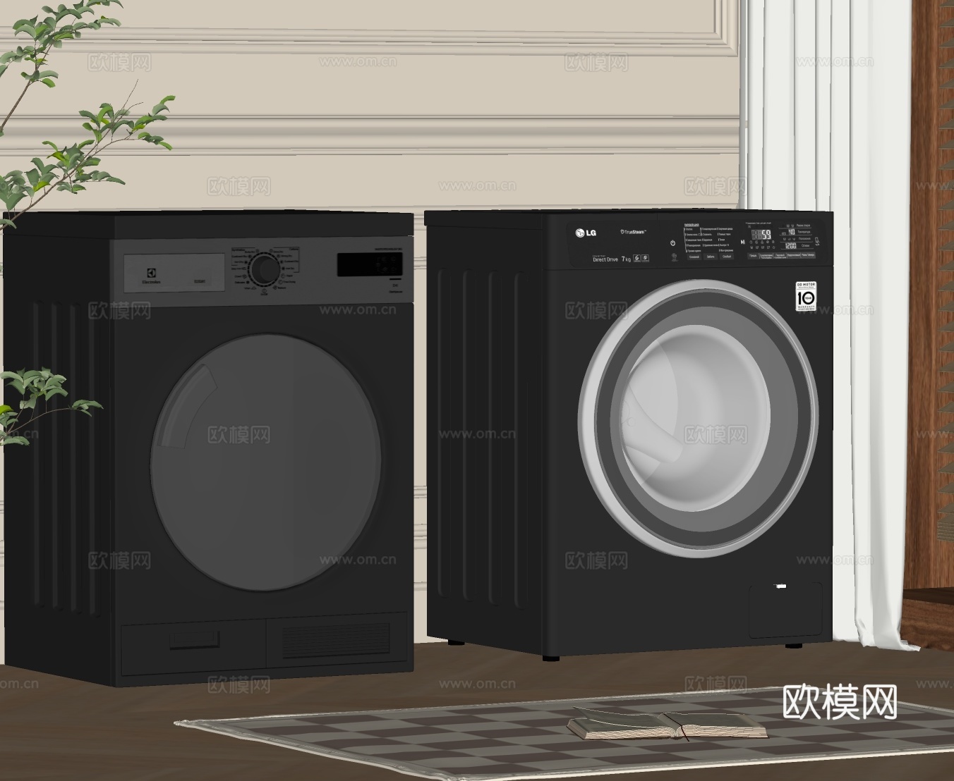 现代洗衣机su模型