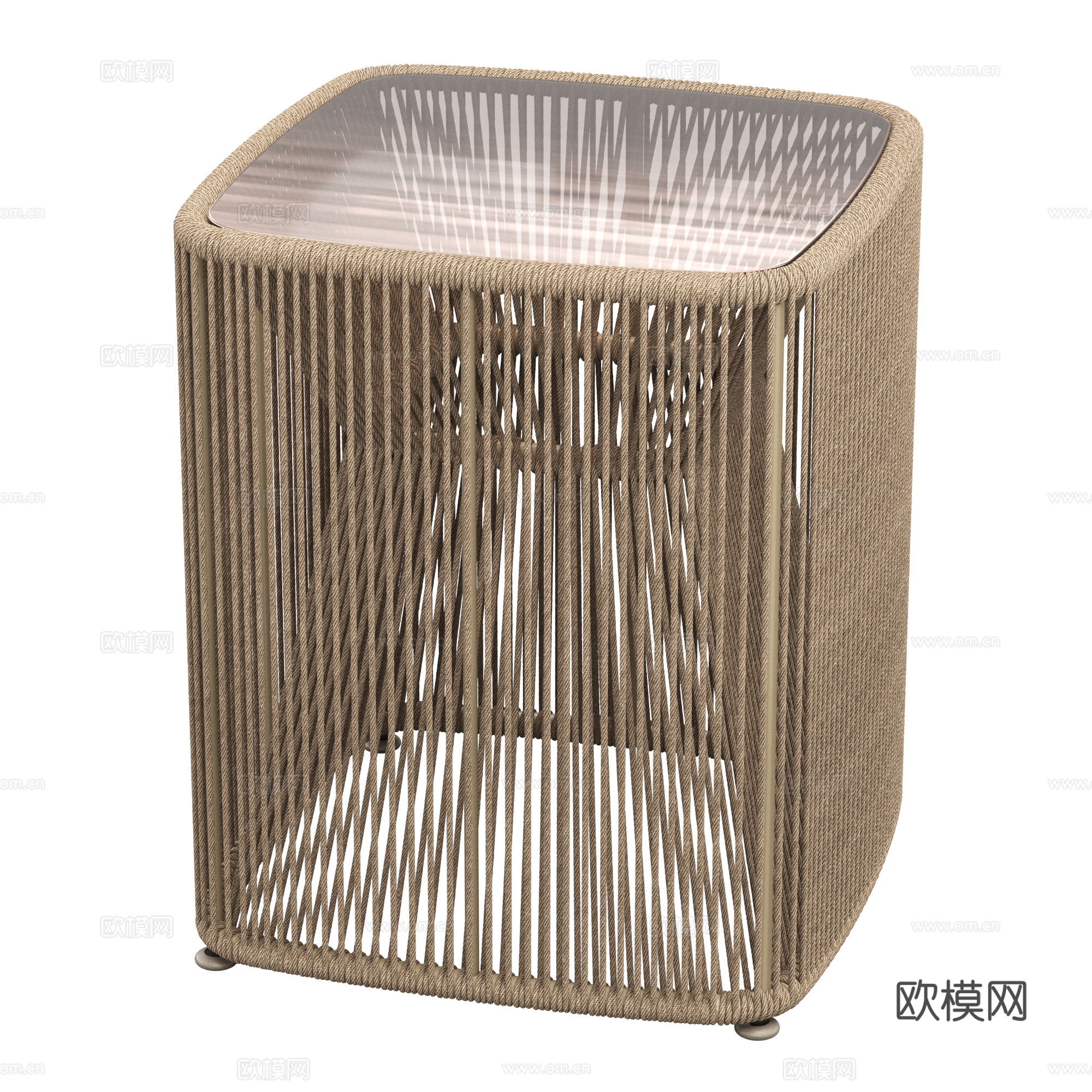 新中式藤编边几3d模型