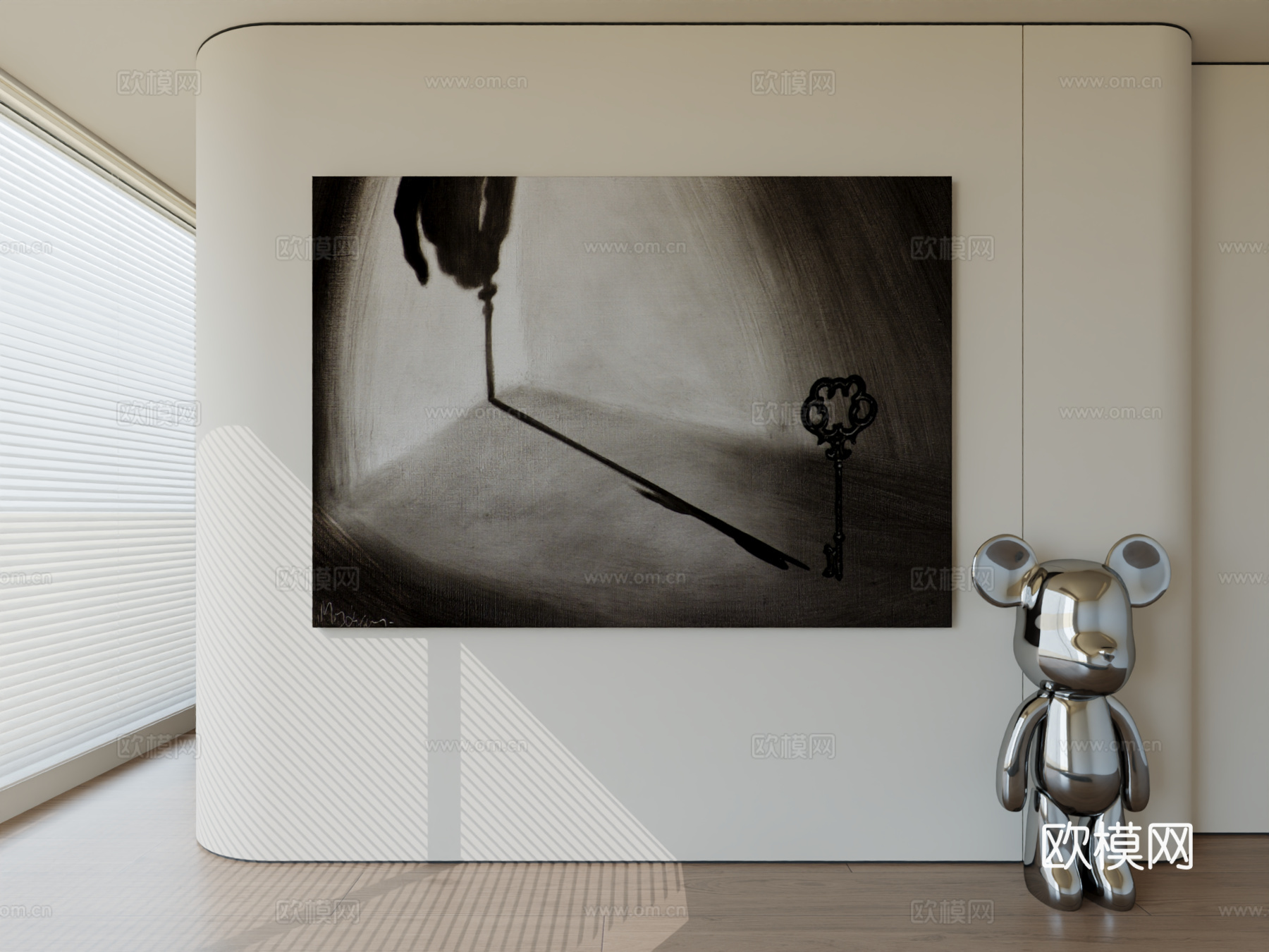 现代极简挂画抽象艺术挂画3d模型
