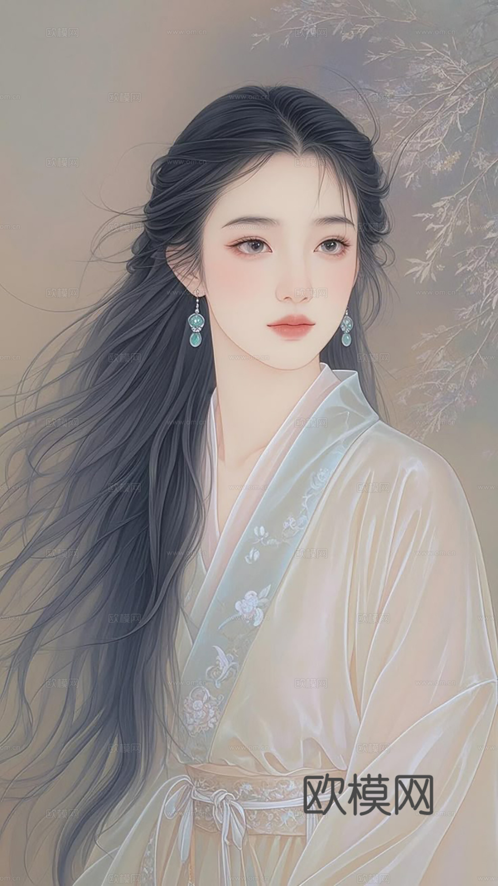 中古复古新中式美女挂画  抽象画 艺术画下载