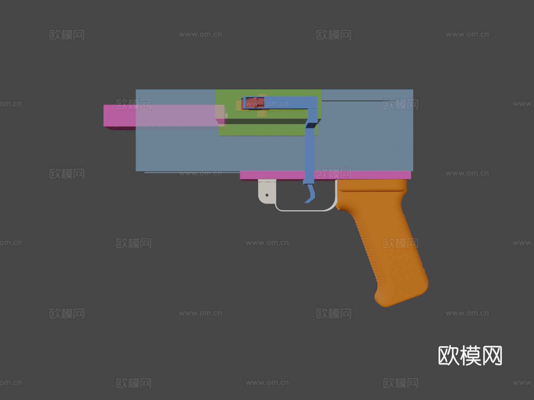 SG-43半自动扳机组配手枪握把3d模型