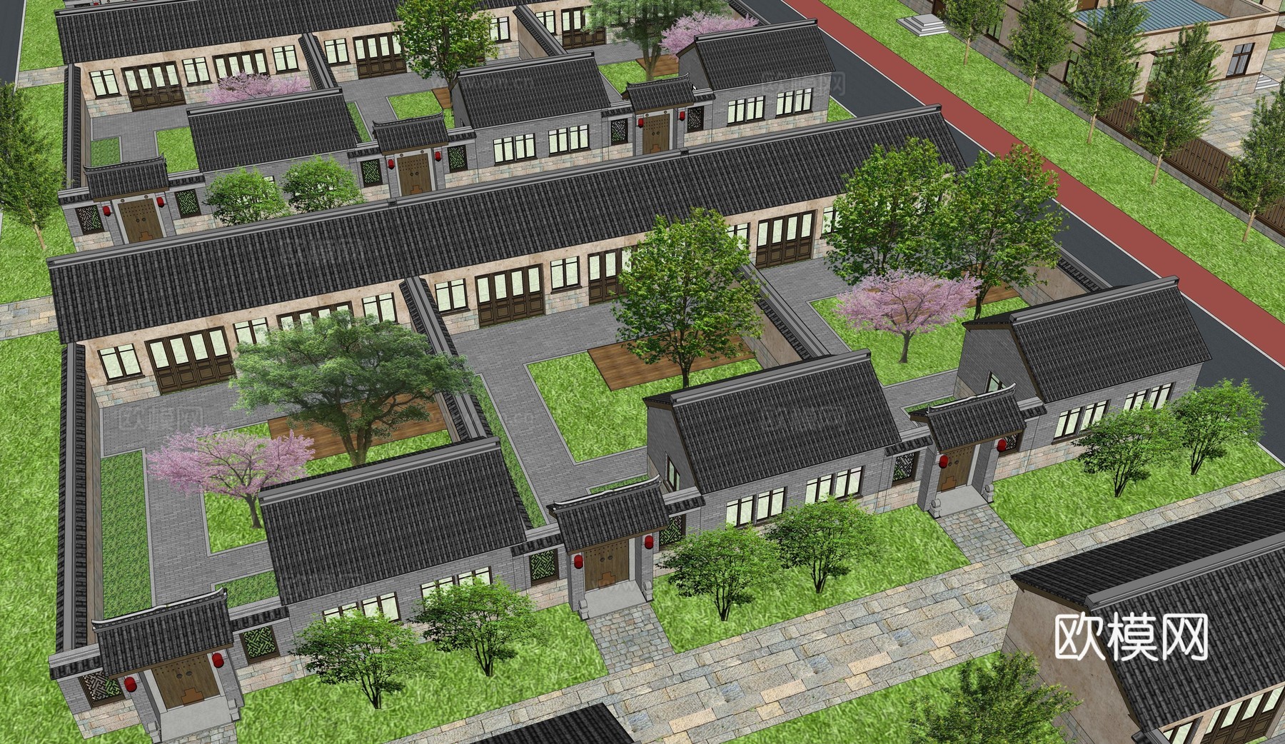 现代新农村 大棚蔬菜 广场景观 农村建筑su模型