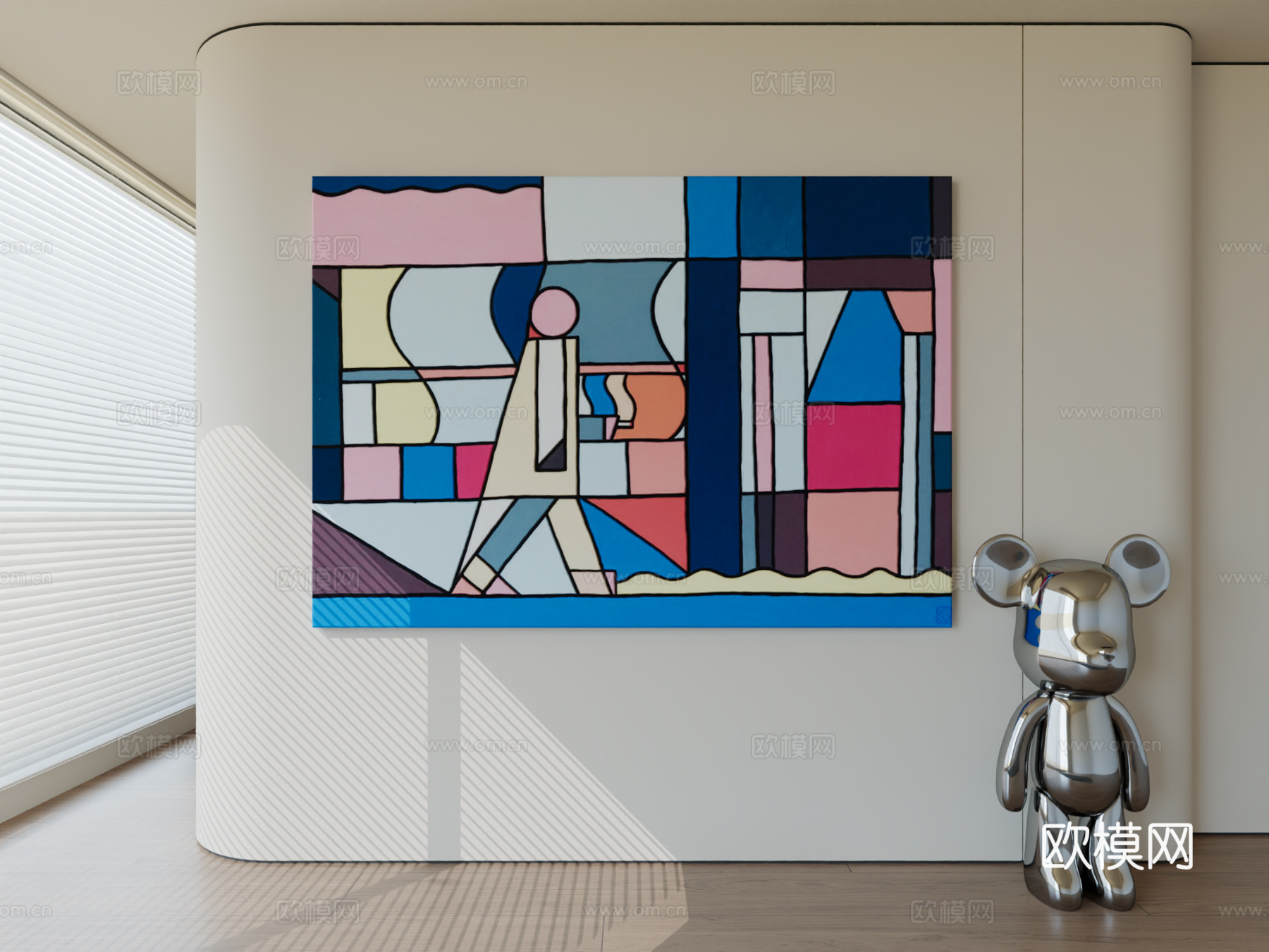 现代极简挂画抽象艺术挂画3d模型