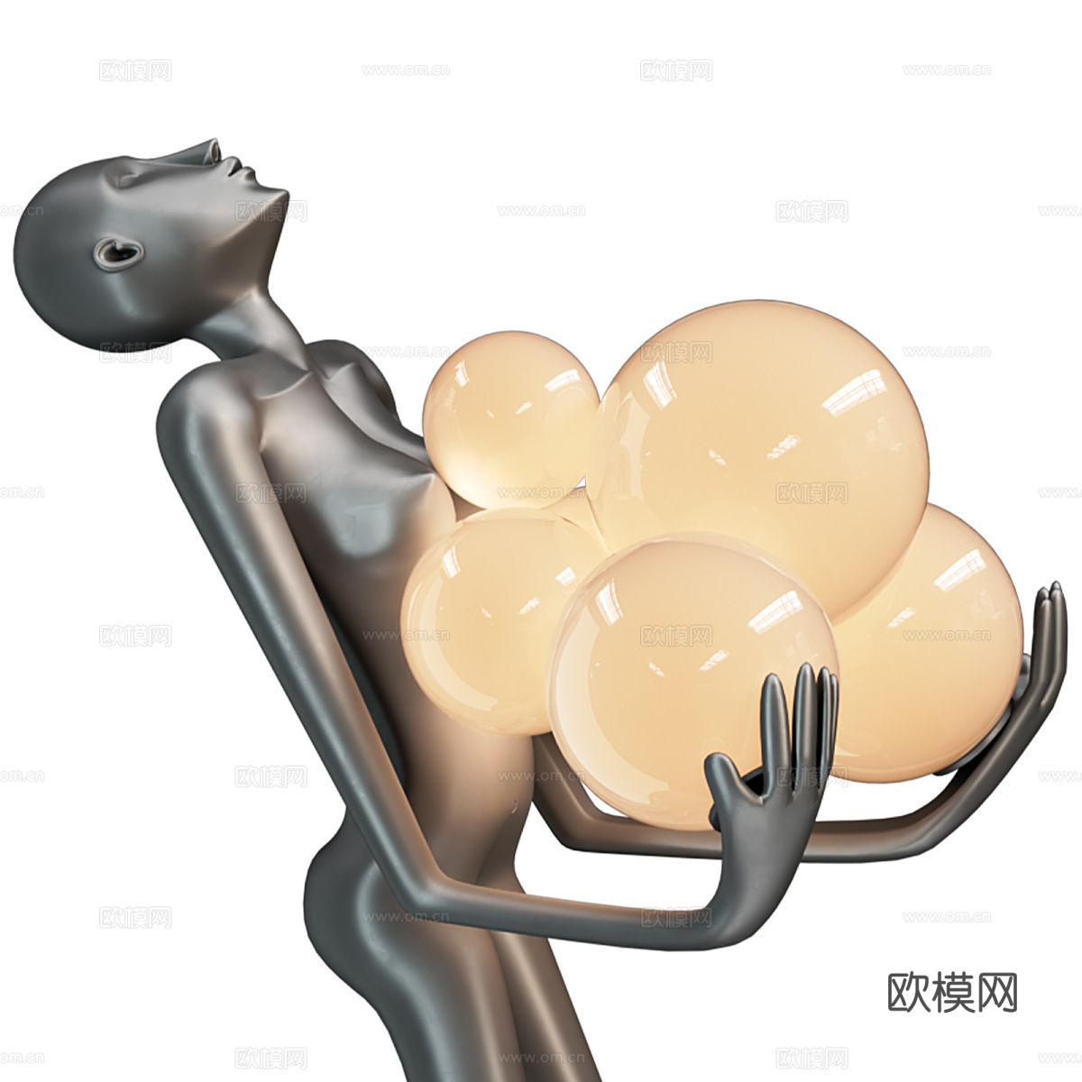 现代意式极简抽象人物装饰落地灯3d模型