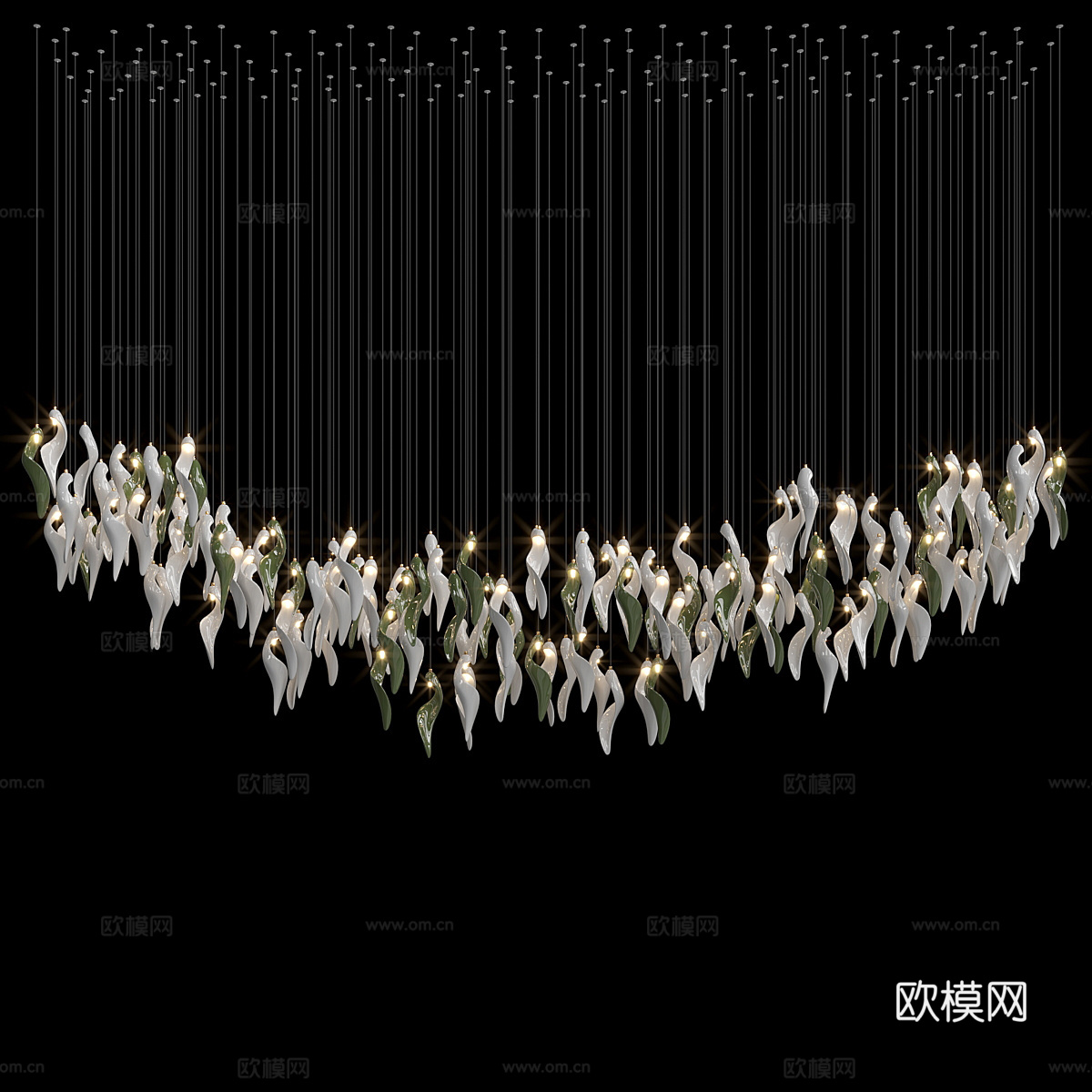 新中式轻奢工艺吊灯3d模型