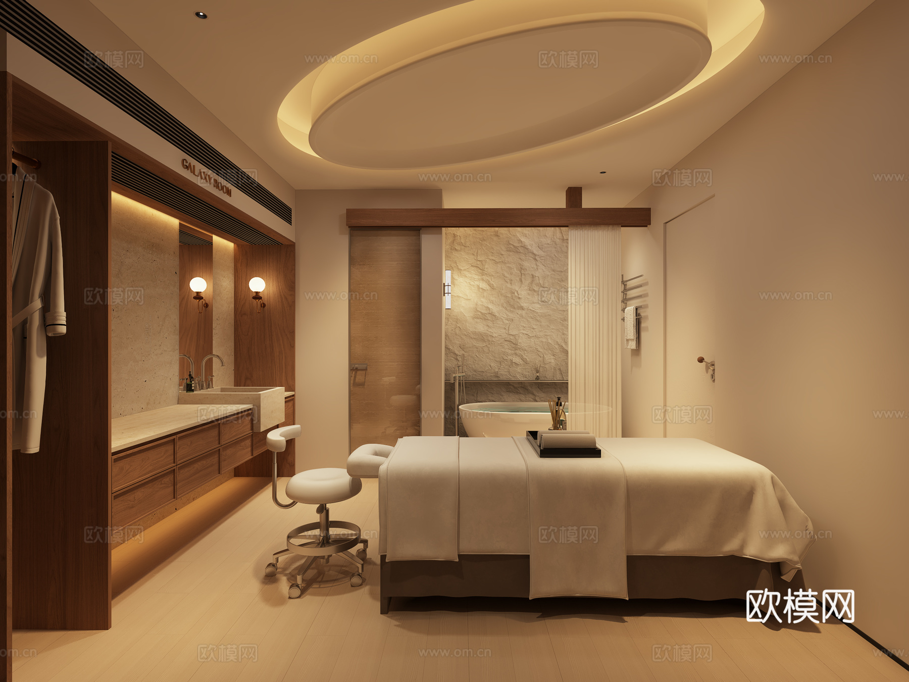 现代中古风美容间3d模型