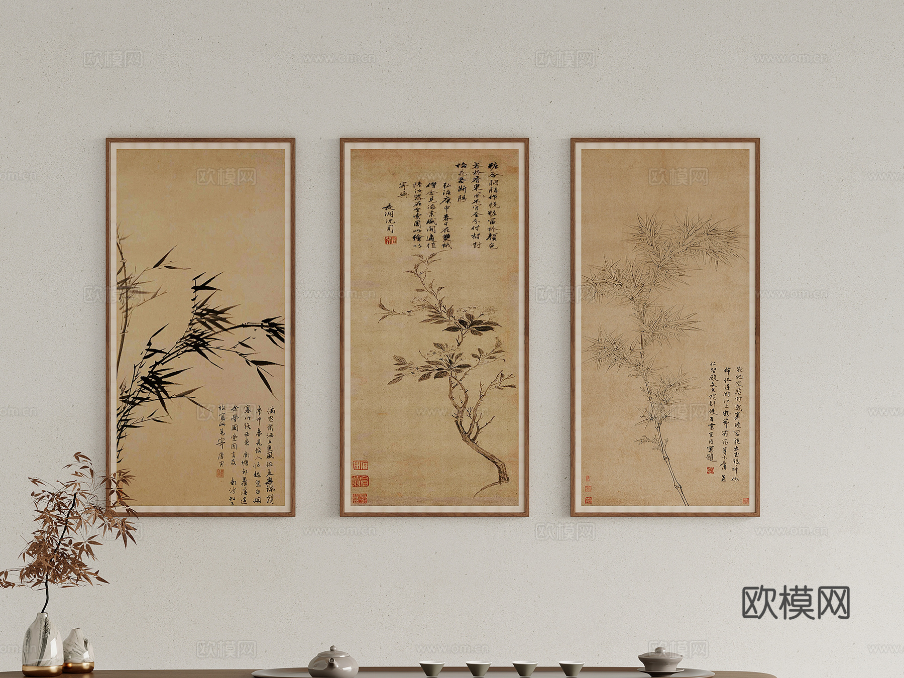装饰画 新中式挂画 装饰画su模型