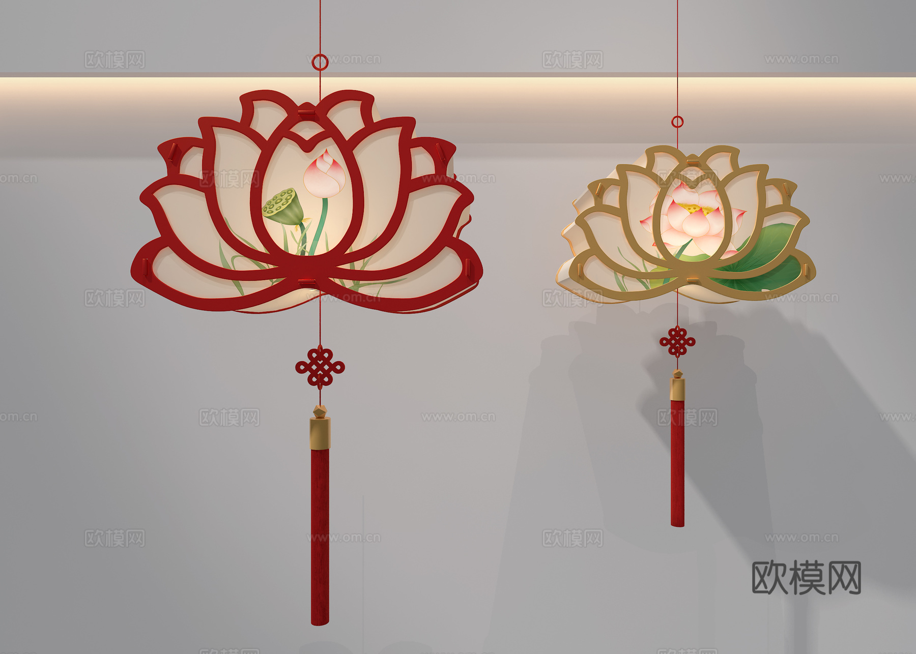 荷花灯笼3d模型