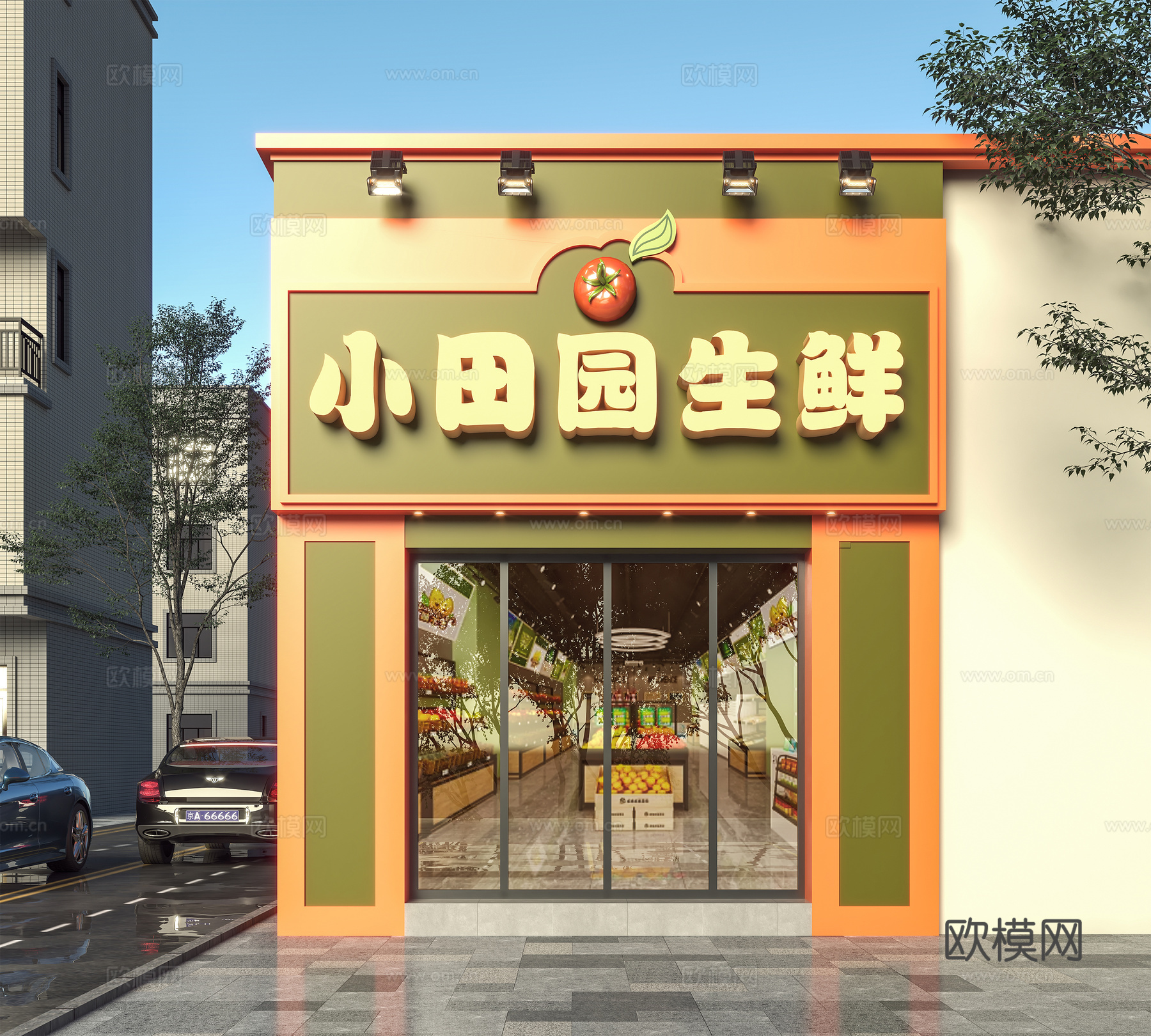 水果店门头 水果超市su模型