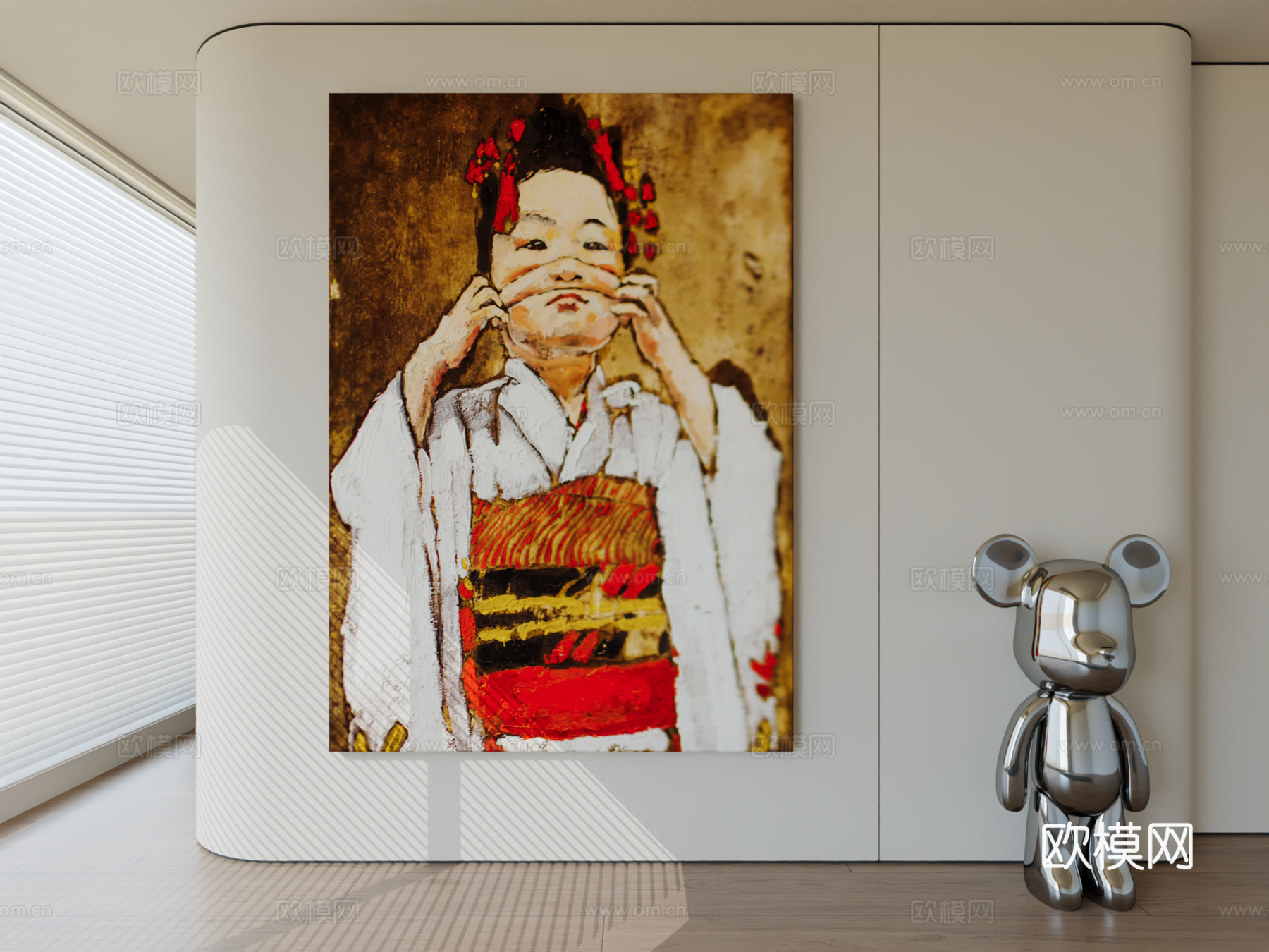 现代极简挂画抽象艺术挂画3d模型