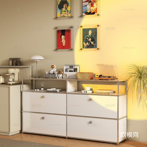 现代装饰柜边柜su模型下载(渲染图1)